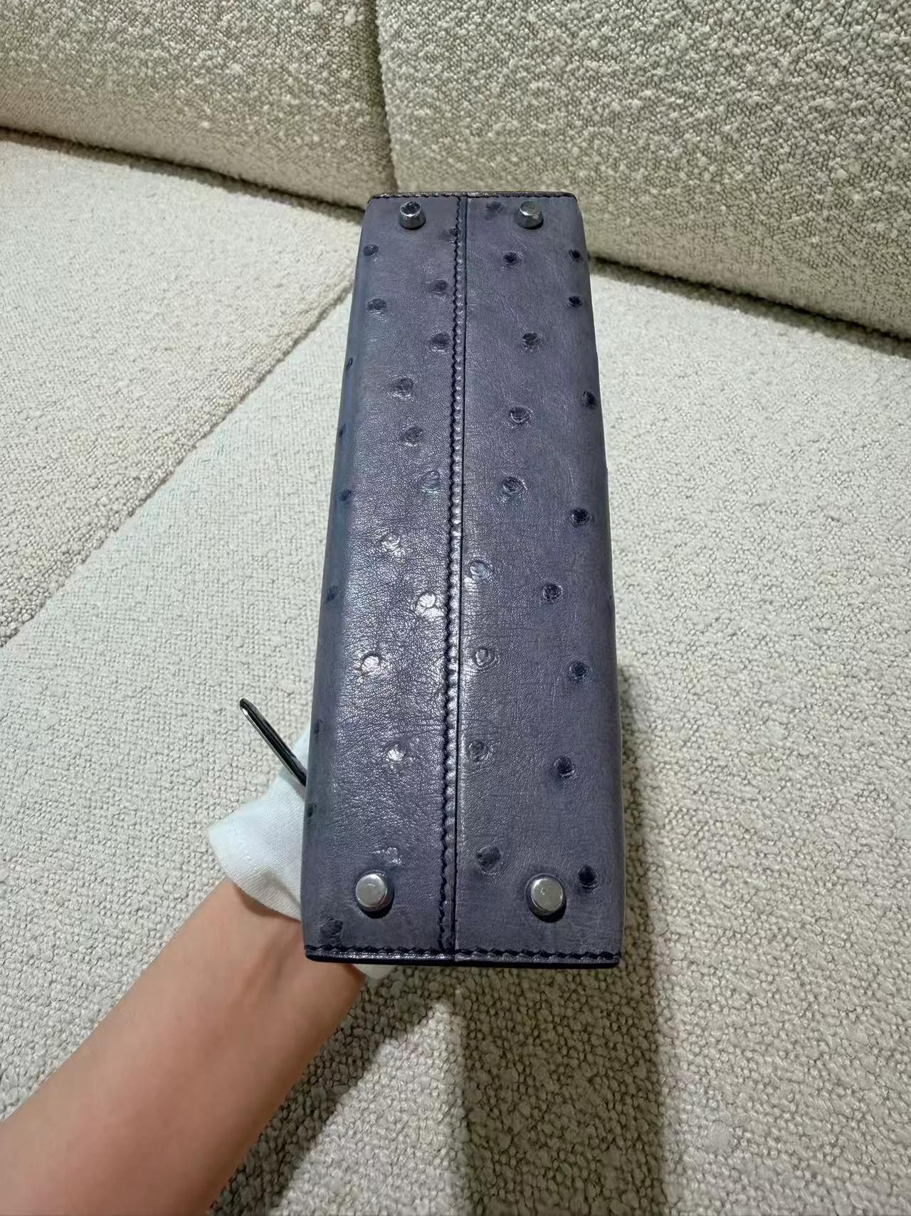 ランク SA HERMÈS エルメス ミニケリー2 グリアガット (82) オーストリッチ シルバー金具 C刻印 (2018) - 14