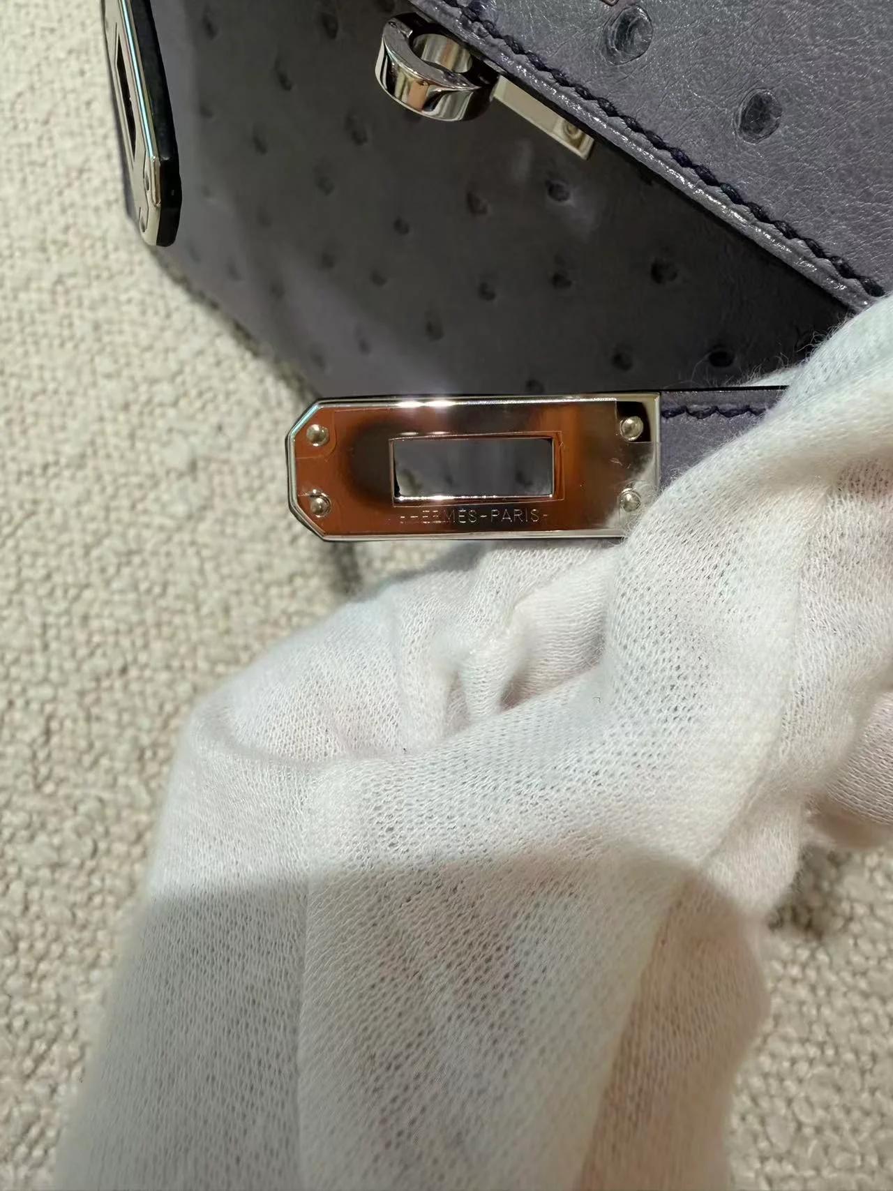 ランク SA HERMÈS エルメス ミニケリー2 グリアガット (82) オーストリッチ シルバー金具 C刻印 (2018) - 18