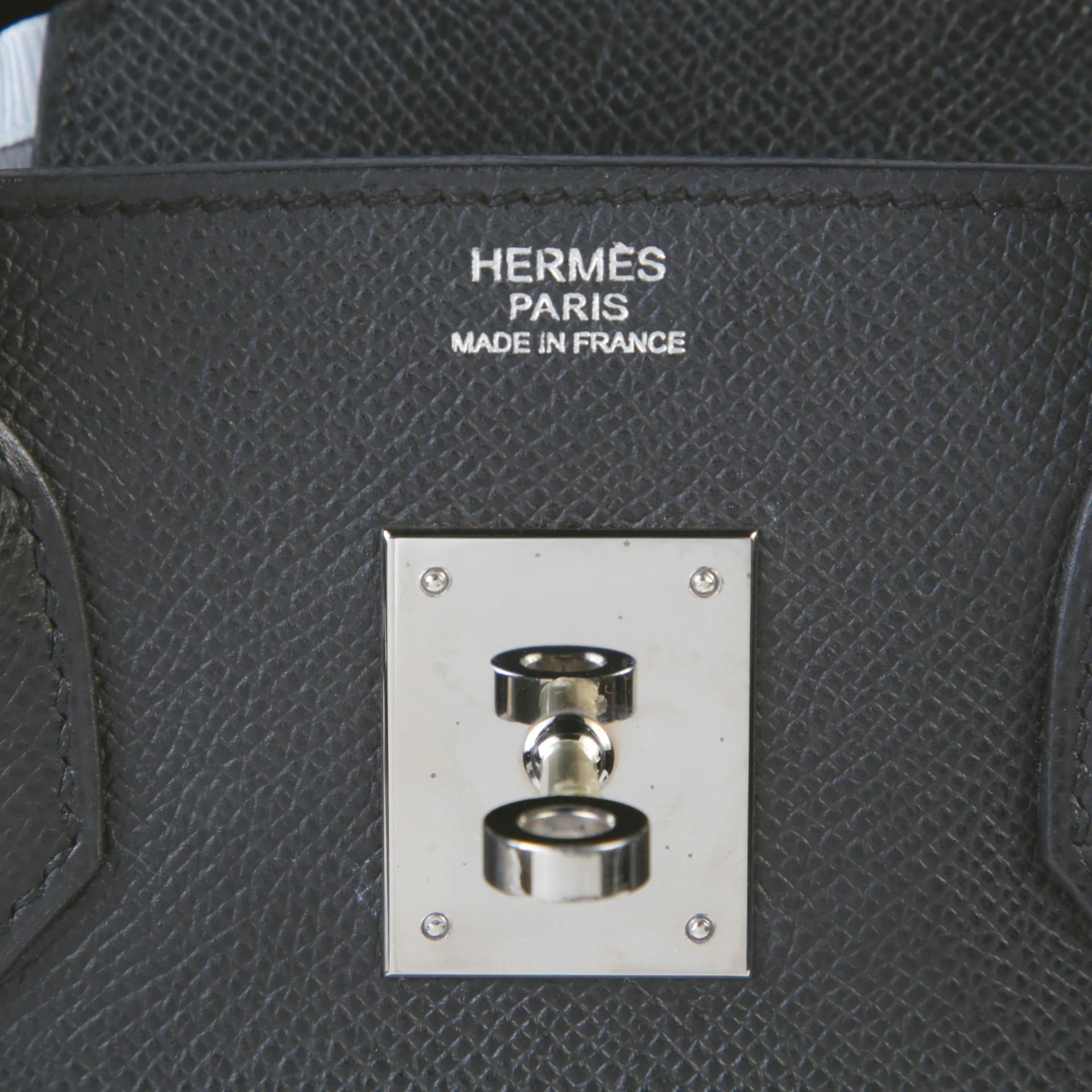 Good ( Rank AB) HERMÈS Birkin 30 Noir (89) Epsom Palladium hardware Square K (2007) - 10