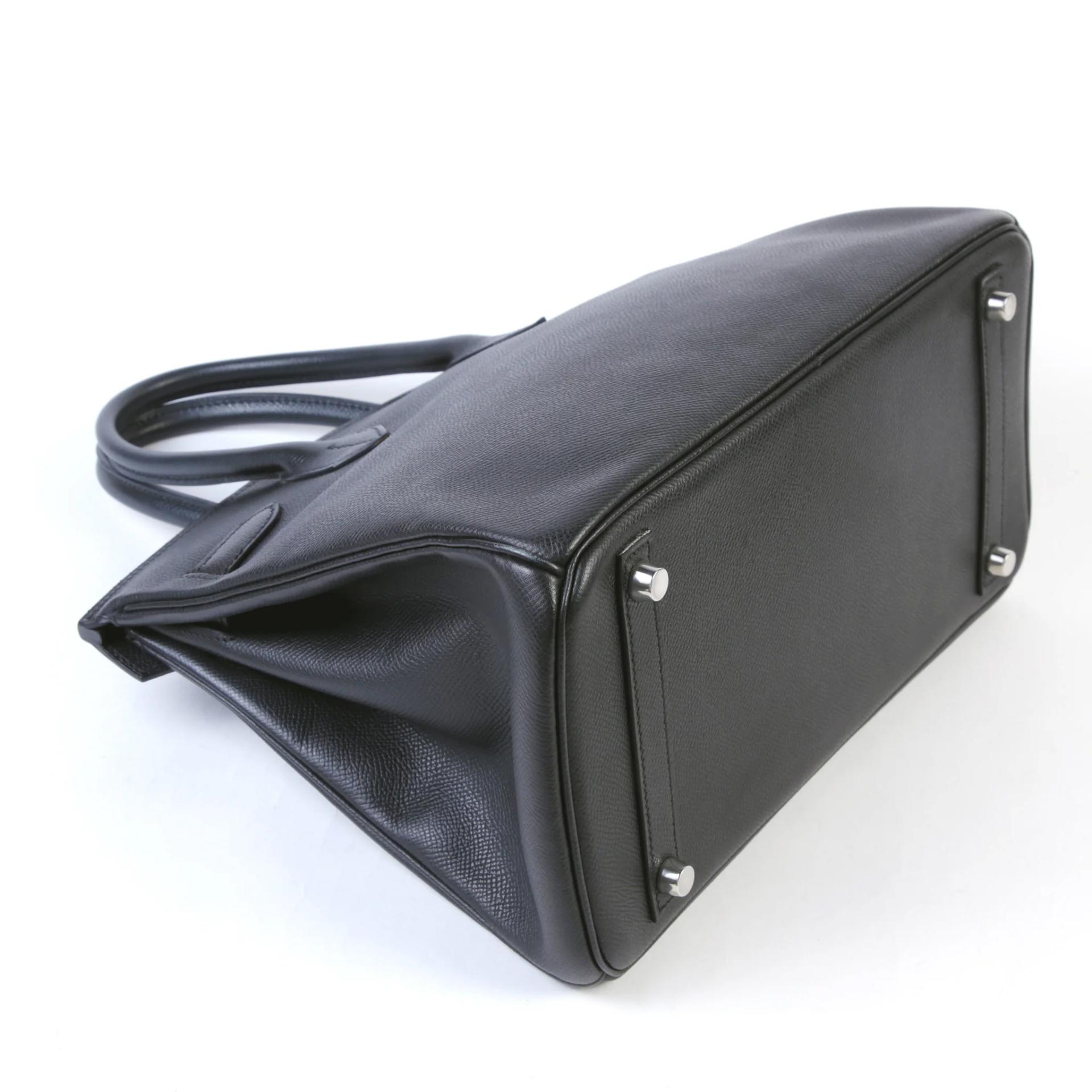 Good ( Rank AB) HERMÈS Birkin 30 Noir (89) Epsom Palladium hardware Square K (2007) - 6
