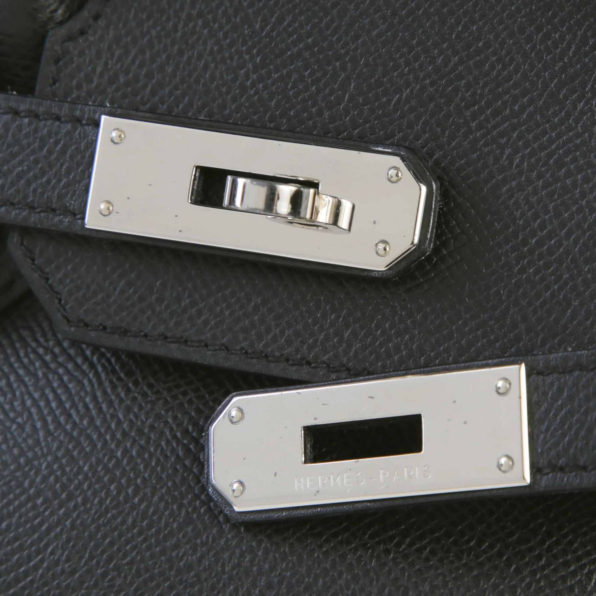 Good ( Rank AB) HERMÈS Birkin 30 Noir (89) Epsom Palladium hardware Square K (2007) - 8