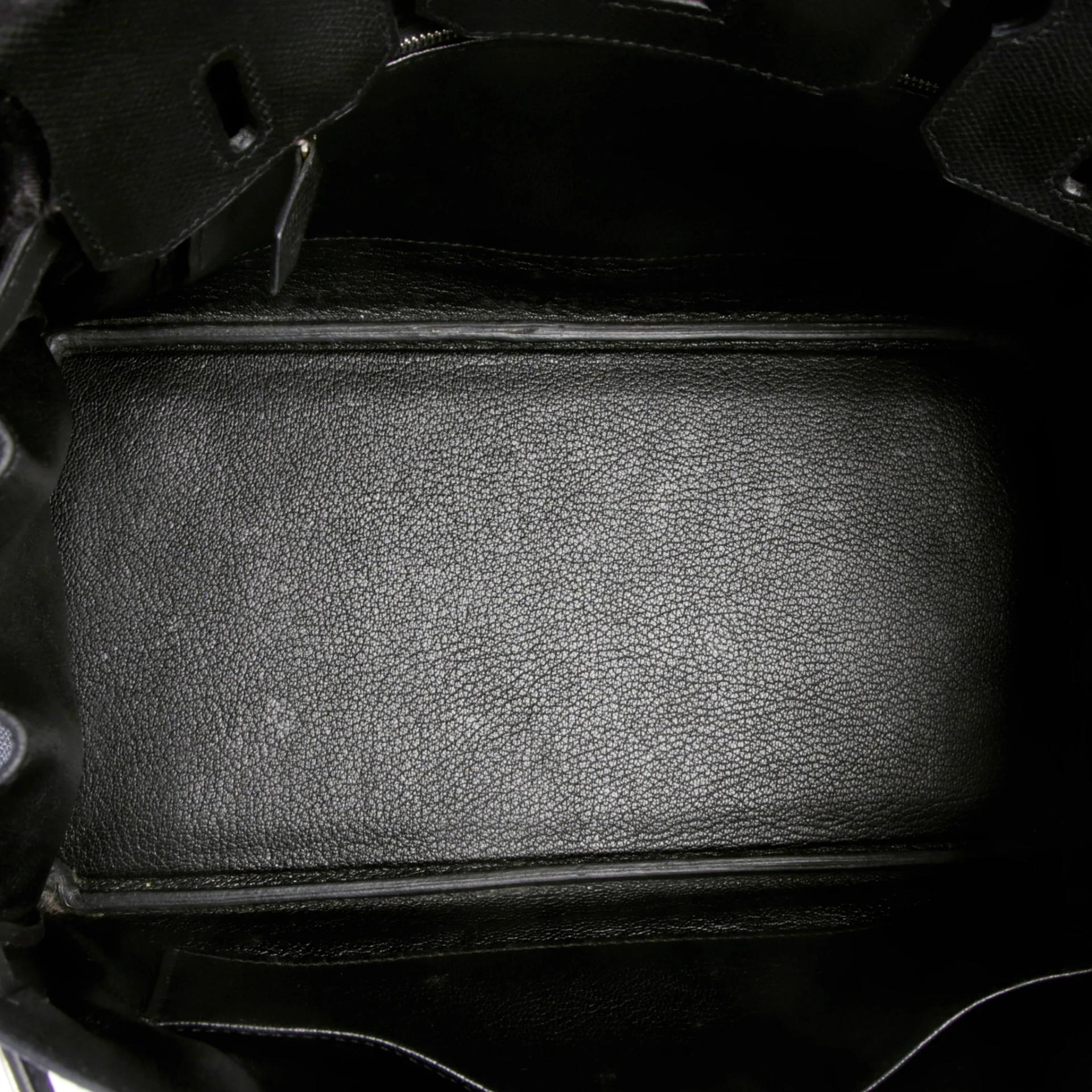 Good ( Rank AB) HERMÈS Birkin 30 Noir (89) Epsom Palladium hardware Square K (2007) - 11