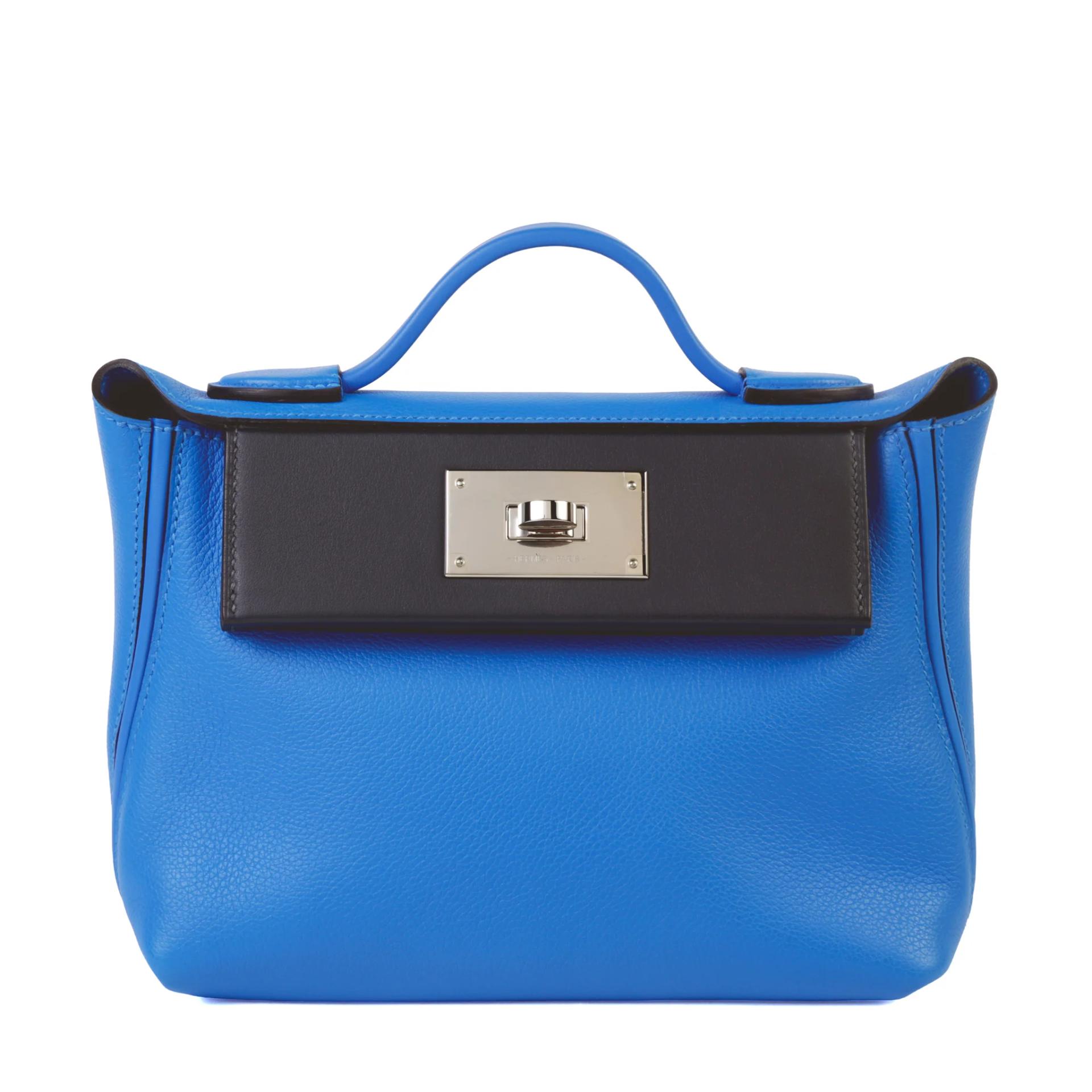 Excellent ( Rank SA ) HERMÈS 24/24 - 21 mini Bleu Hydra (T7) Caban (3Y) Evercolor Swift Palladium hardware W (2024) - 1