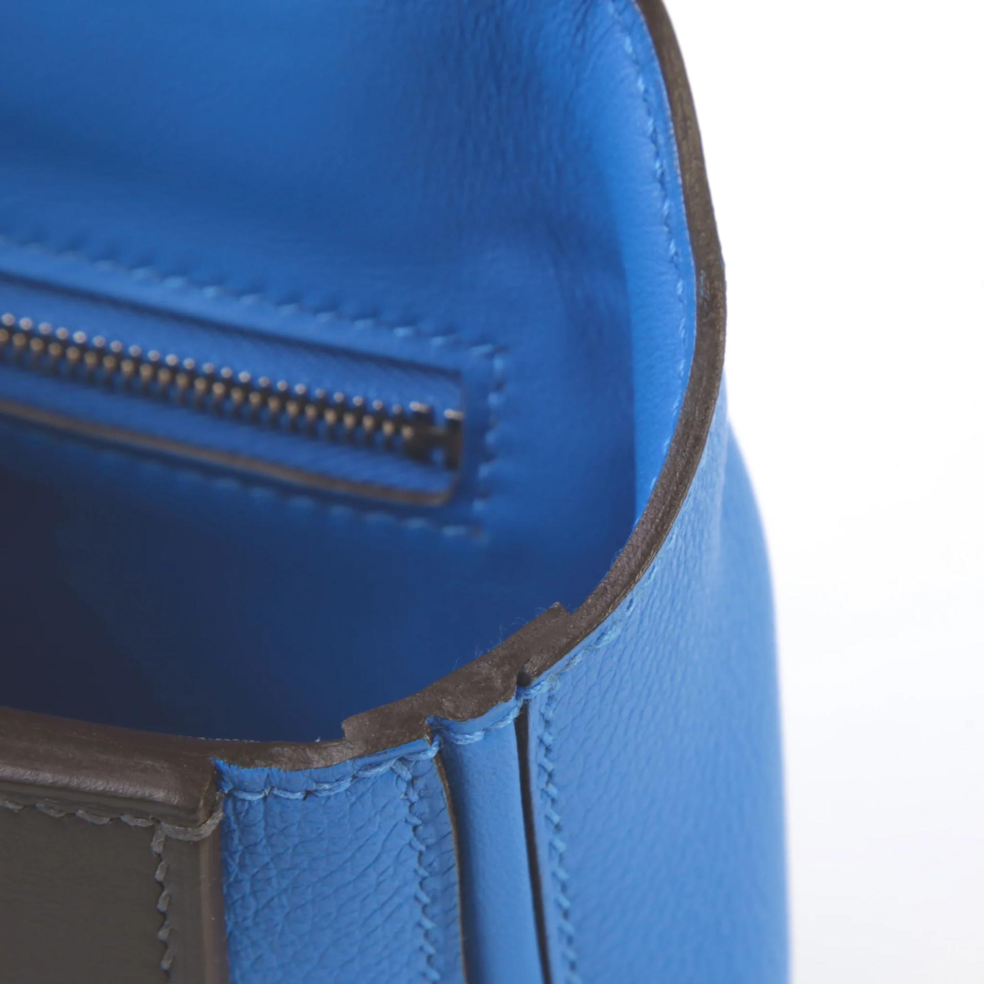 Excellent ( Rank SA ) HERMÈS 24/24 - 21 mini Bleu Hydra (T7) Caban (3Y) Evercolor Swift Palladium hardware W (2024) - 12