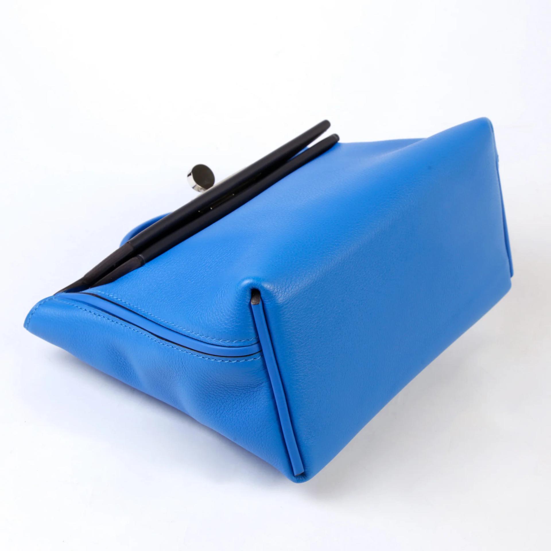 Excellent ( Rank SA ) HERMÈS 24/24 - 21 mini Bleu Hydra (T7) Caban (3Y) Evercolor Swift Palladium hardware W (2024) - 4