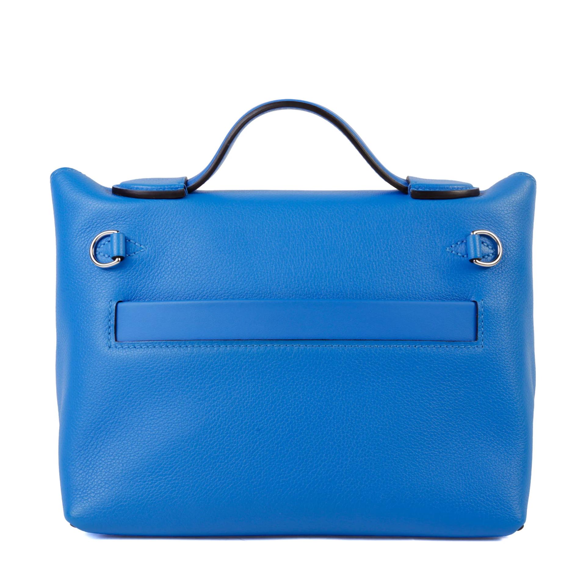 Excellent ( Rank SA ) HERMÈS 24/24 - 21 mini Bleu Hydra (T7) Caban (3Y) Evercolor Swift Palladium hardware W (2024) - 2