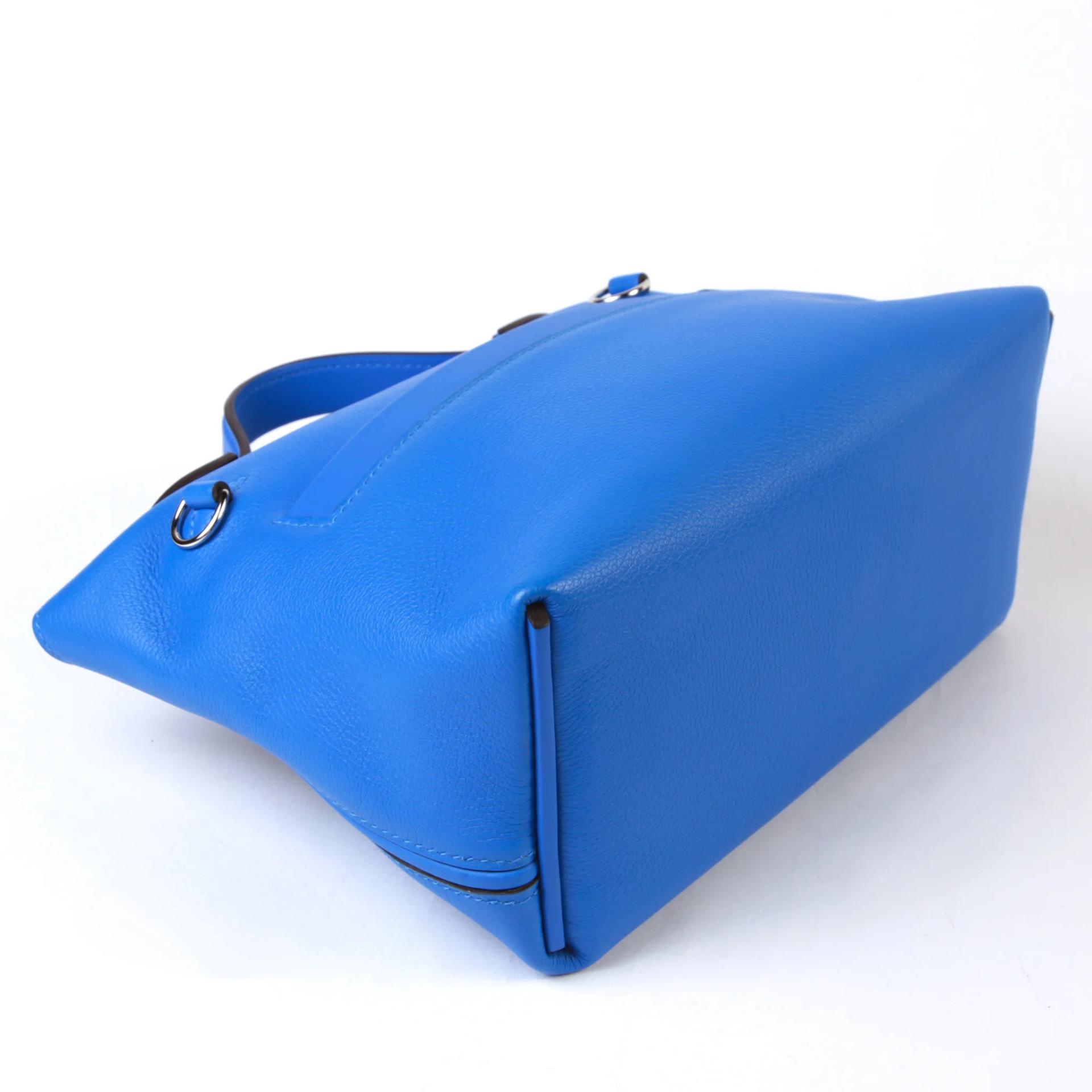 Excellent ( Rank SA ) HERMÈS 24/24 - 21 mini Bleu Hydra (T7) Caban (3Y) Evercolor Swift Palladium hardware W (2024) - 6