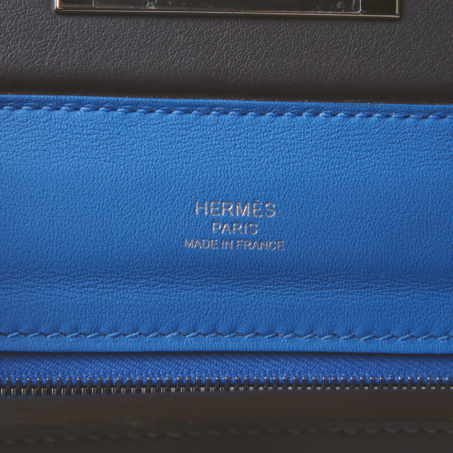 Excellent ( Rank SA ) HERMÈS 24/24 - 21 mini Bleu Hydra (T7) Caban (3Y) Evercolor Swift Palladium hardware W (2024) - 10