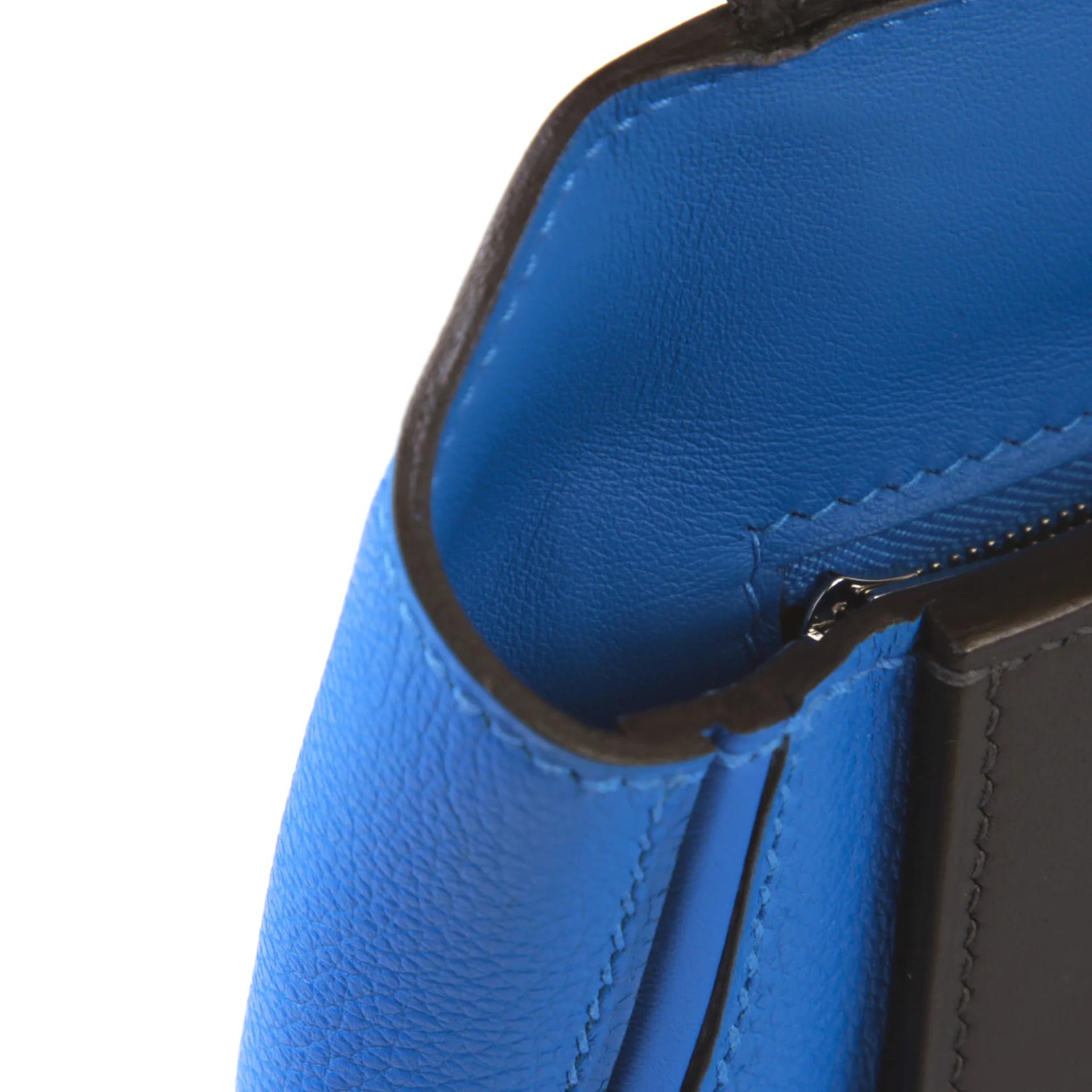 Excellent ( Rank SA ) HERMÈS 24/24 - 21 mini Bleu Hydra (T7) Caban (3Y) Evercolor Swift Palladium hardware W (2024) - 13