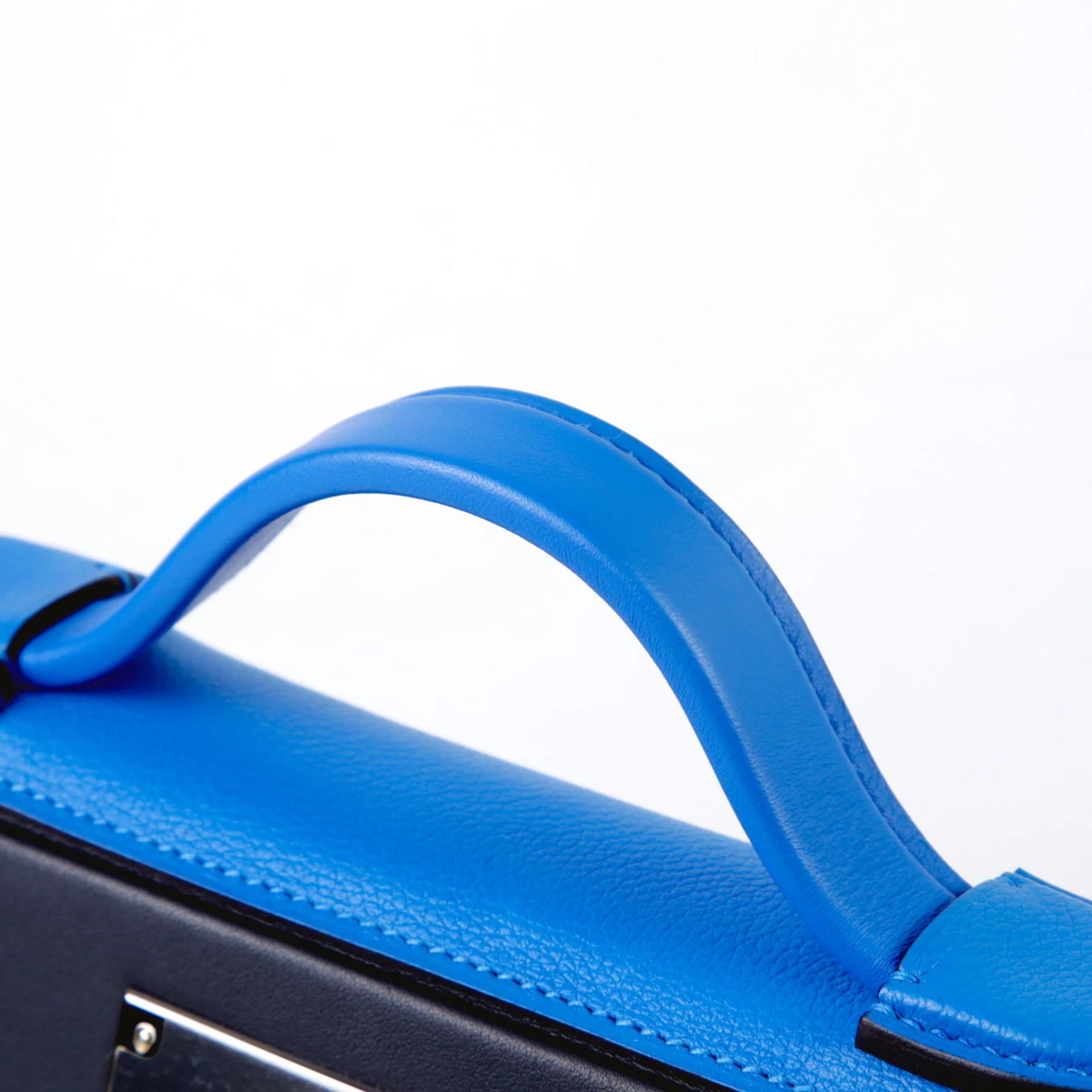 Excellent ( Rank SA ) HERMÈS 24/24 - 21 mini Bleu Hydra (T7) Caban (3Y) Evercolor Swift Palladium hardware W (2024) - 3