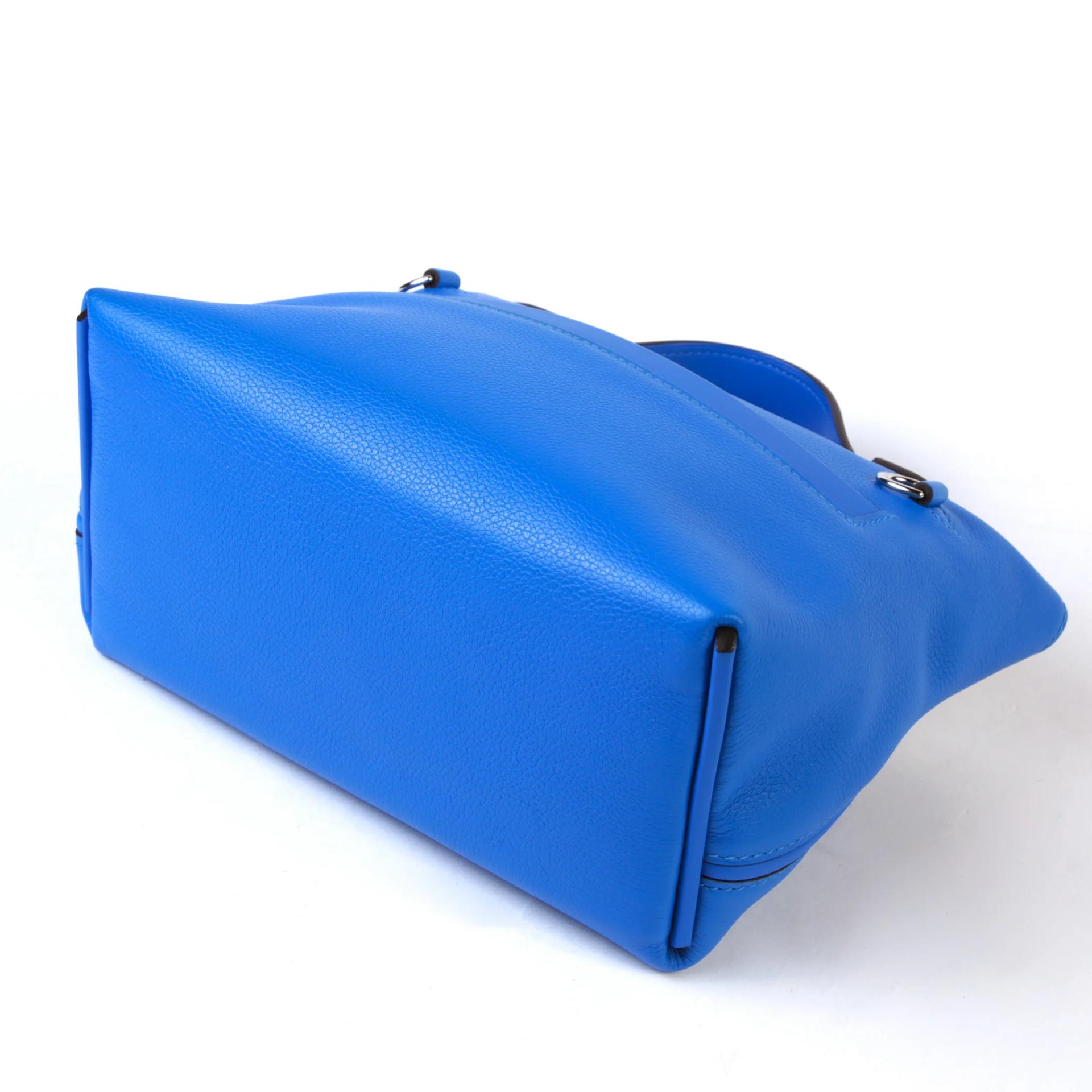 Excellent ( Rank SA ) HERMÈS 24/24 - 21 mini Bleu Hydra (T7) Caban (3Y) Evercolor Swift Palladium hardware W (2024) - 7