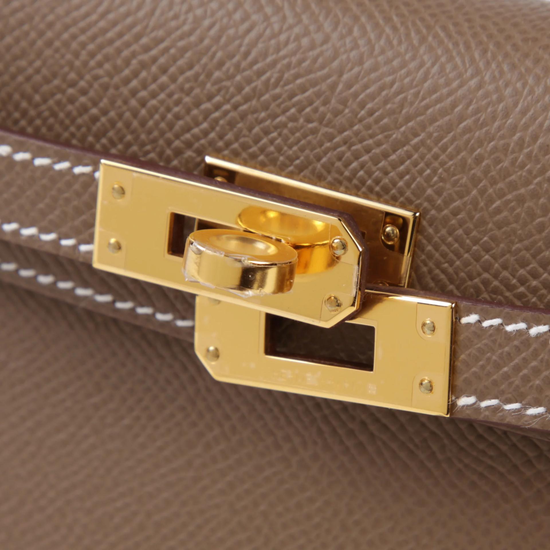 Brand New ( Rank N ) HERMÈS Mini Kelly II Etoupe (18) Epsom Gold hardware G (2026) - 8