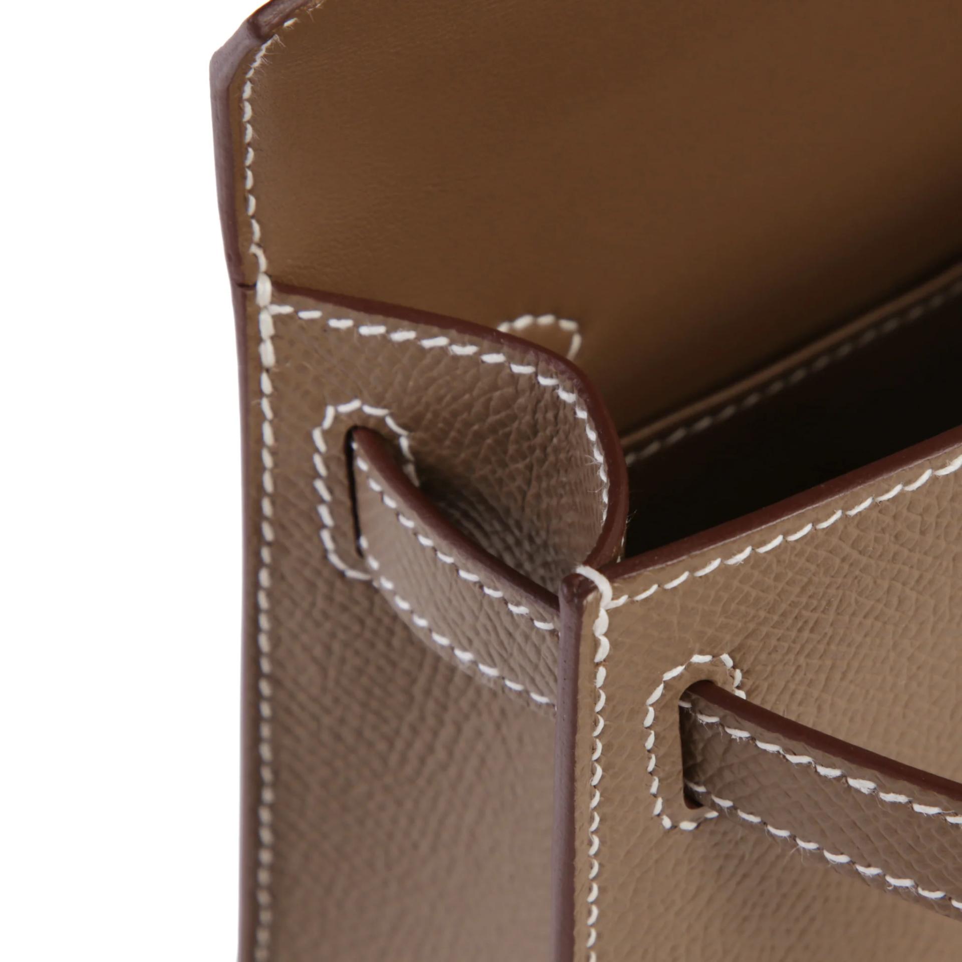 Brand New ( Rank N ) HERMÈS Mini Kelly II Etoupe (18) Epsom Gold hardware G (2026) - 12