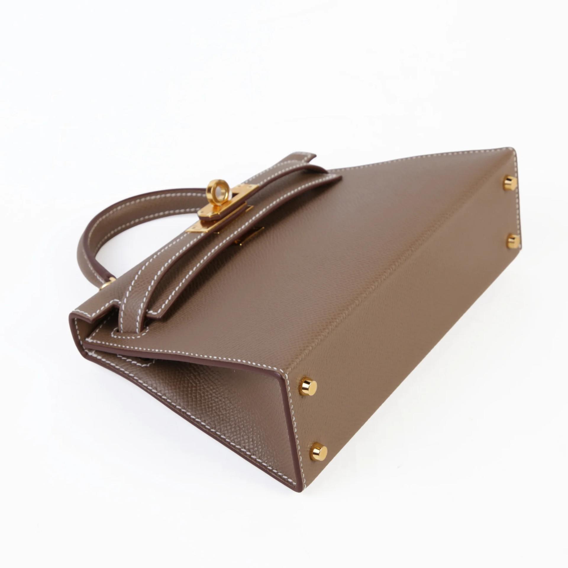 Brand New ( Rank N ) HERMÈS Mini Kelly II Etoupe (18) Epsom Gold hardware G (2026) - 4