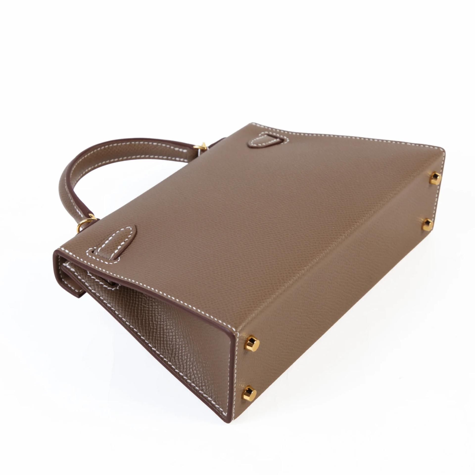 Brand New ( Rank N ) HERMÈS Mini Kelly II Etoupe (18) Epsom Gold hardware G (2026) - 6