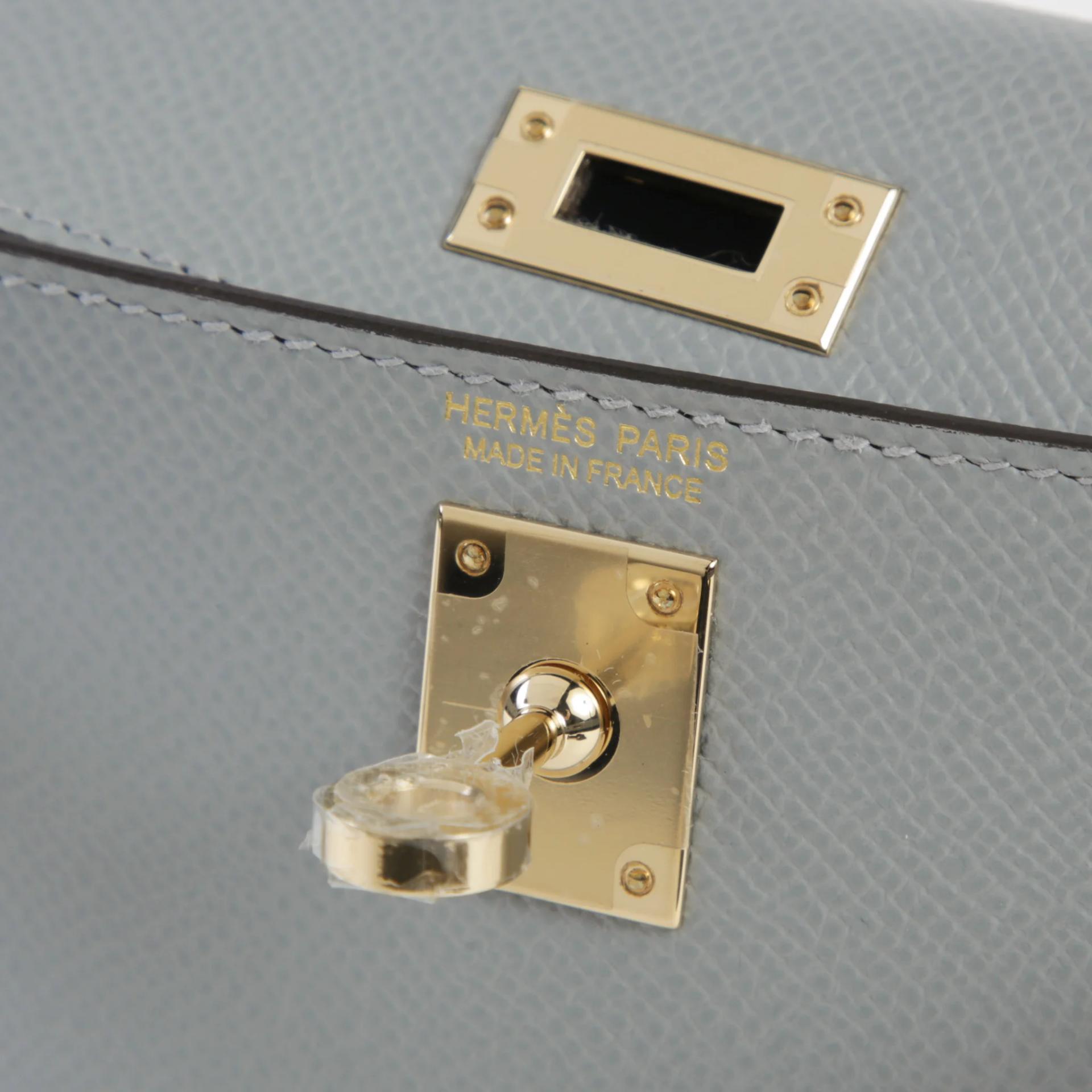Brand New ( Rank N ) HERMÈS Mini Kelly II Gris Pantin (P0) Epsom Permabrass hardware G (2026) - 9