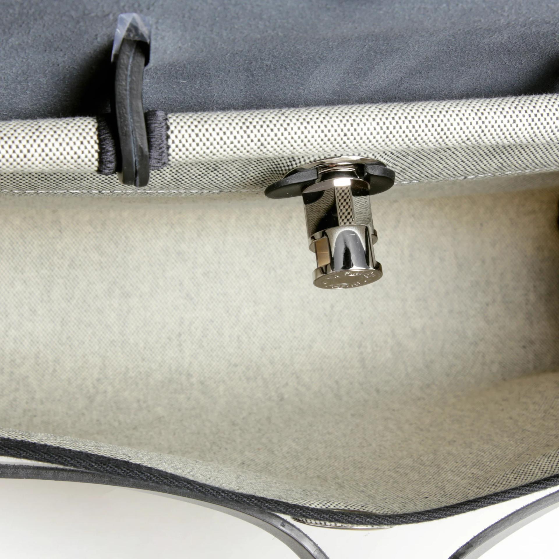 Unused ( Rank NS ) HERMÈS Herbag Zip 39 MM Noir (89) Toile H Viking canvas Vache Hunter Palladium hardware B (2023) - 12
