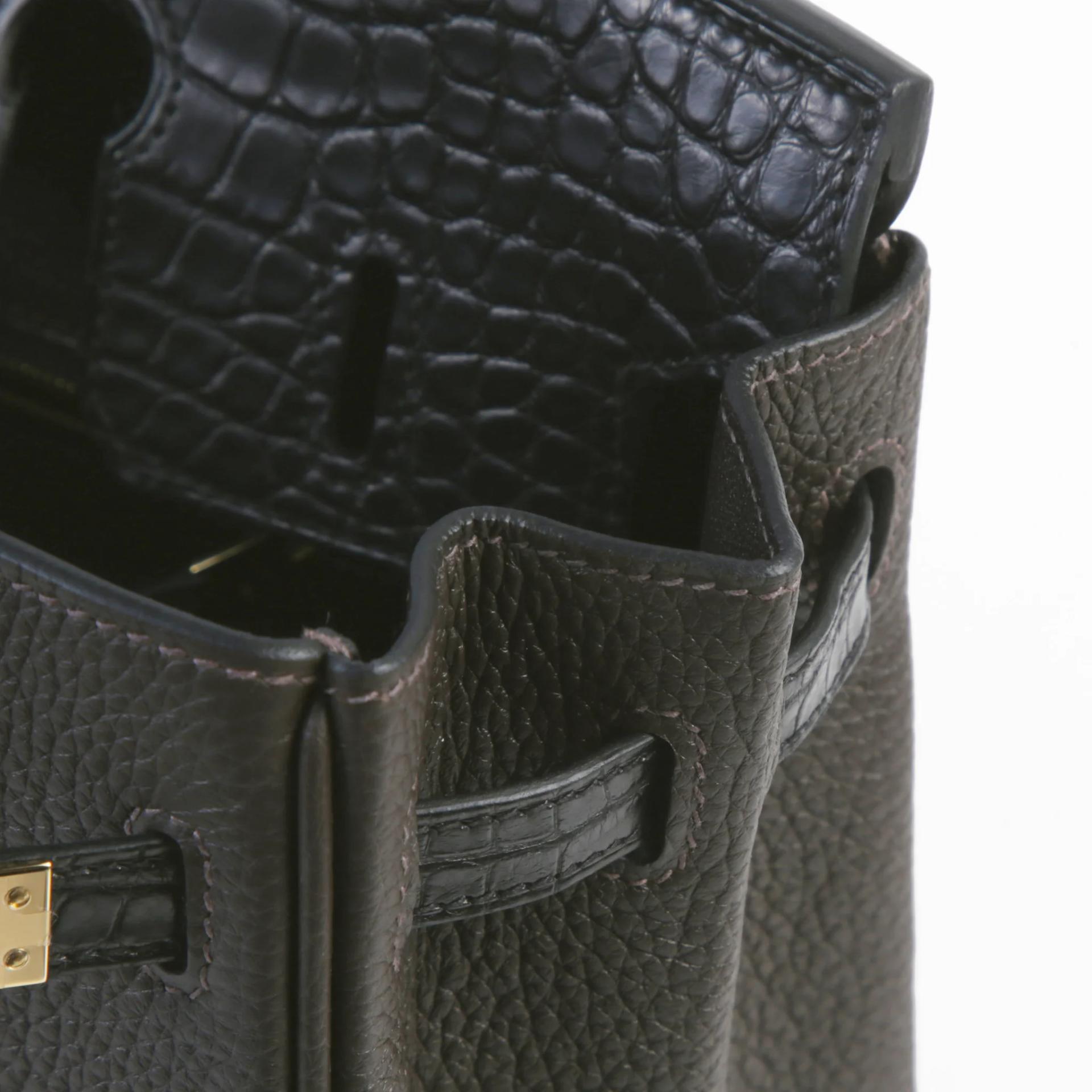 全新 HERMÈS 爱马仕 Birkin 25 Touch T3 枣棕色 Bai Brun □ 短吻鳄 雾面 Togo小牛皮 香槟金扣 K刻 2025年 - 11