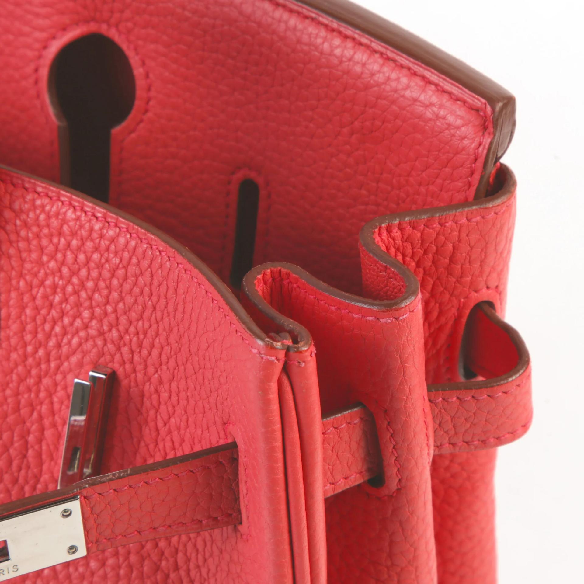 Very Good ( Rank A) HERMÈS Birkin 30 Bougainvillea (A5) Clemence Palladium hardware Square N (2010) - 12