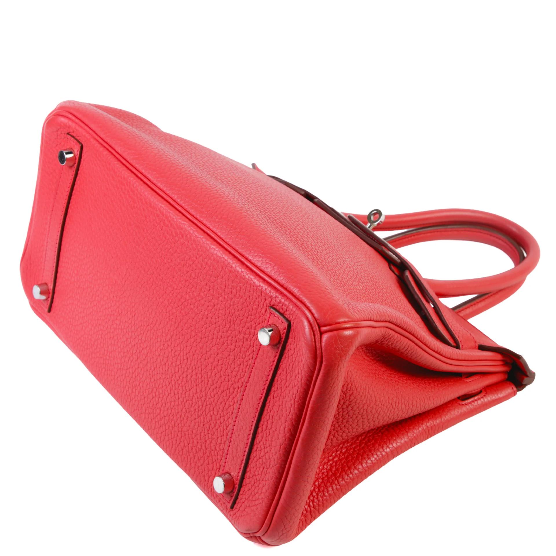 Very Good ( Rank A) HERMÈS Birkin 30 Bougainvillea (A5) Clemence Palladium hardware Square N (2010) - 5