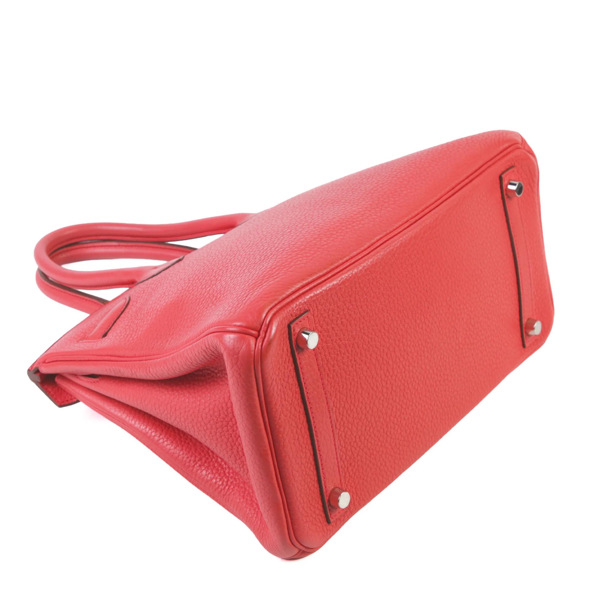 Very Good ( Rank A) HERMÈS Birkin 30 Bougainvillea (A5) Clemence Palladium hardware Square N (2010) - 6
