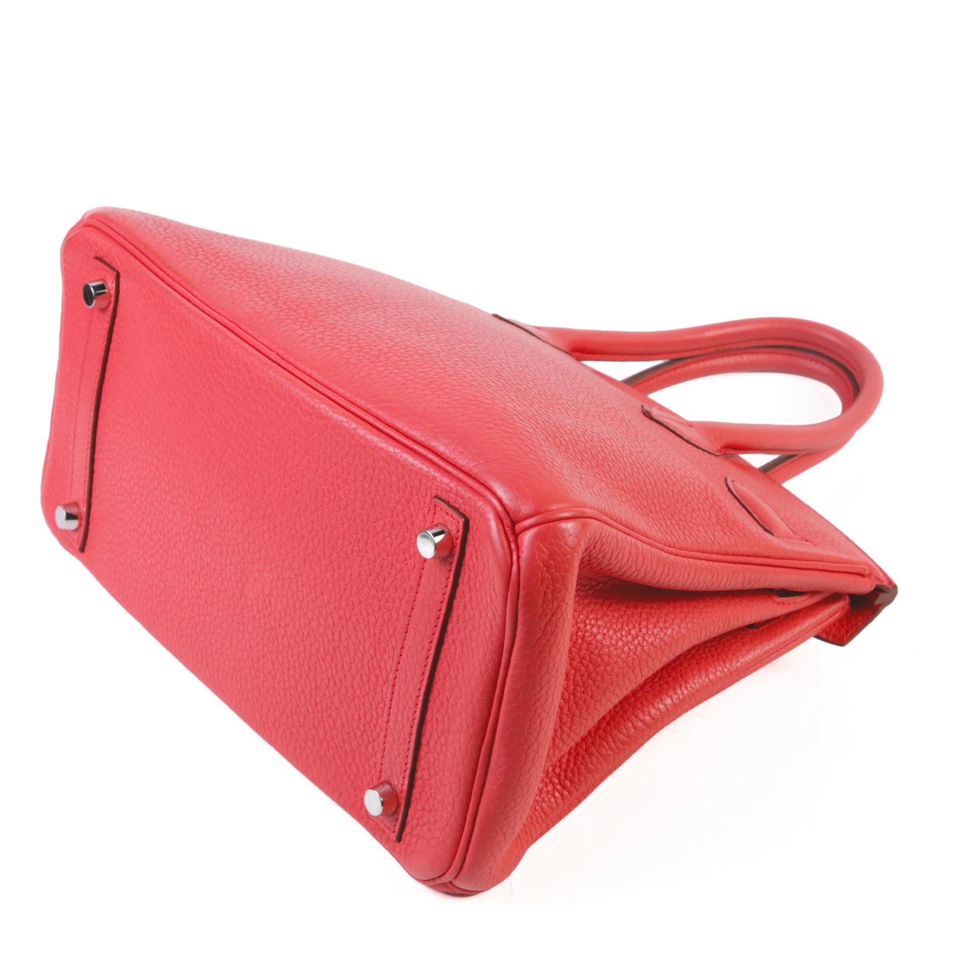 Very Good ( Rank A) HERMÈS Birkin 30 Bougainvillea (A5) Clemence Palladium hardware Square N (2010) - 7