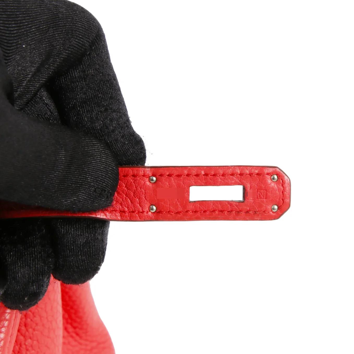 Very Good ( Rank A) HERMÈS Birkin 30 Bougainvillea (A5) Clemence Palladium hardware Square N (2010) - 10