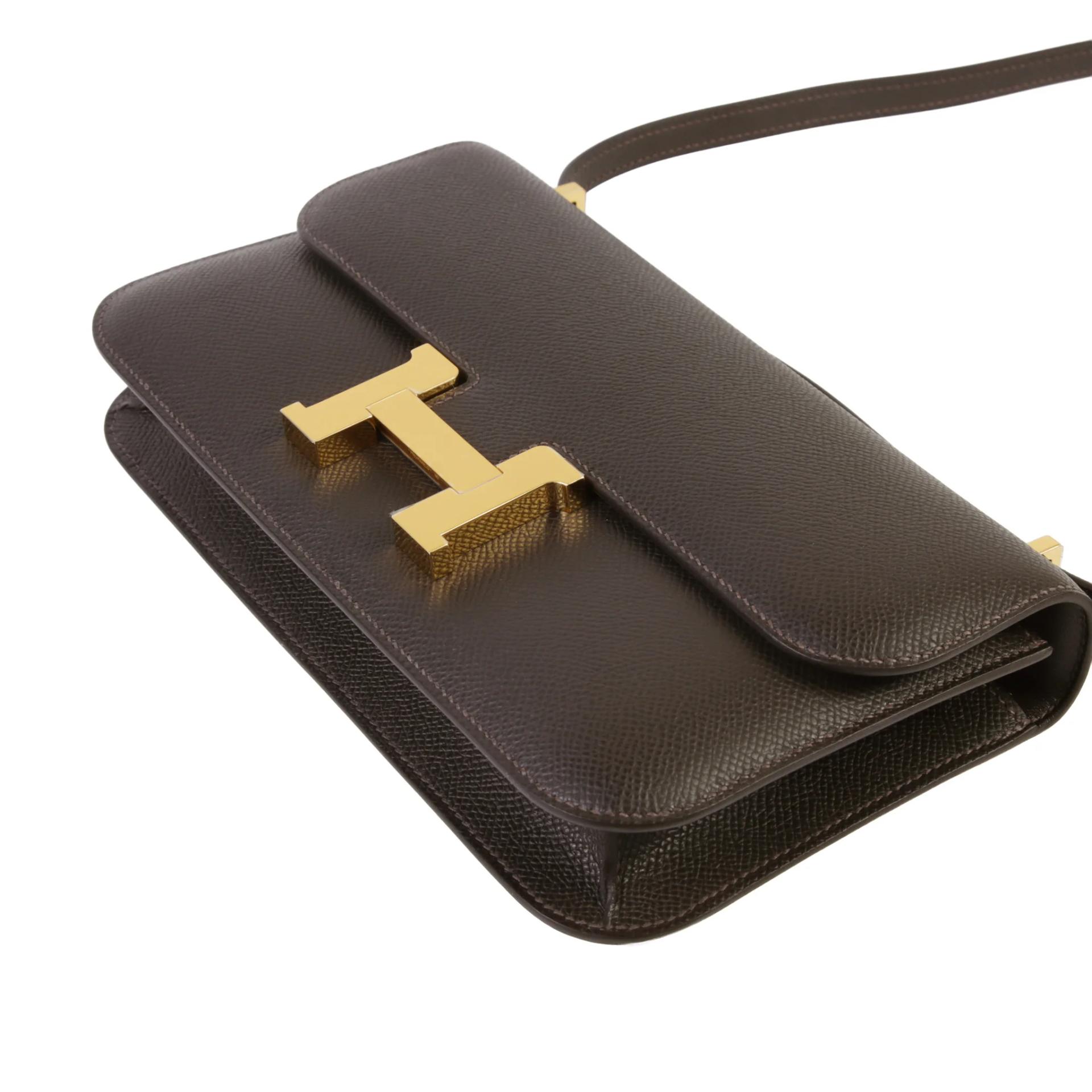 Brand New ( Rank N ) HERMÈS Constance Elan 2024 Bai Brun（T3） Epsom Gold hardware G (2026) - 5