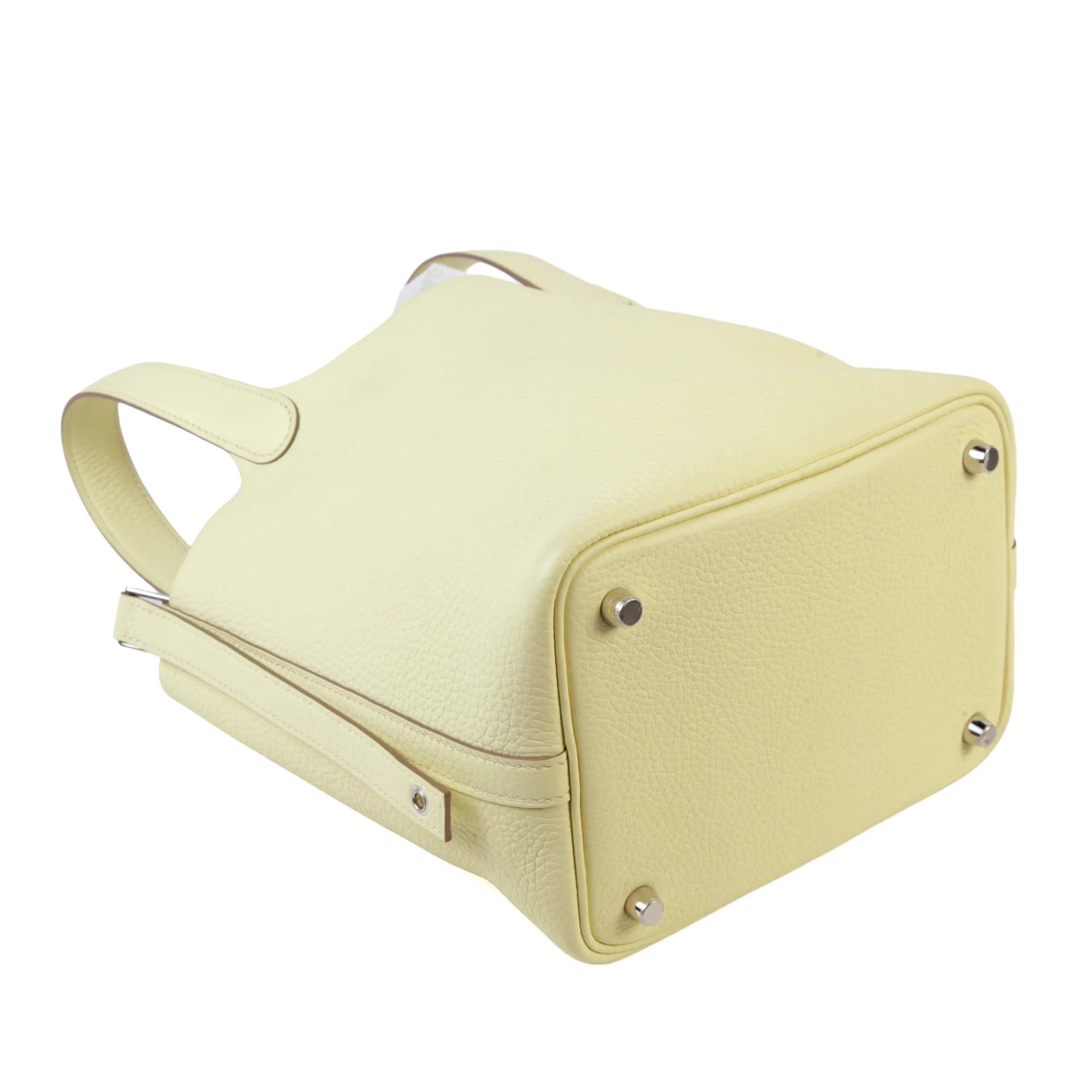 Excellent ( Rank SA ) HERMÈS Picotin Lock PM Jaune milton (i8) Clemence Palladium hardware W (2024) - 8