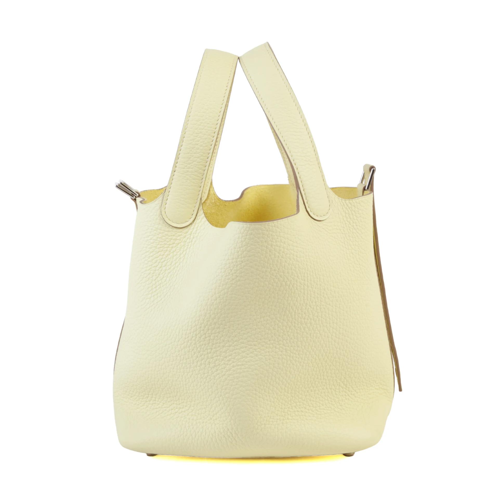 Excellent ( Rank SA ) HERMÈS Picotin Lock PM Jaune milton (i8) Clemence Palladium hardware W (2024) - 5