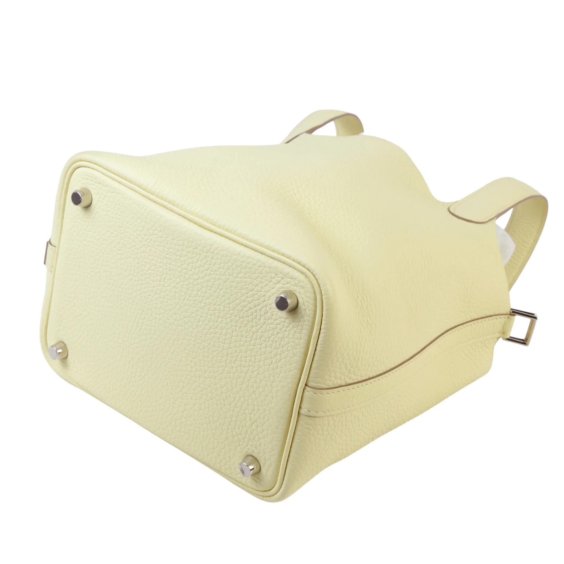 Excellent ( Rank SA ) HERMÈS Picotin Lock PM Jaune milton (i8) Clemence Palladium hardware W (2024) - 9