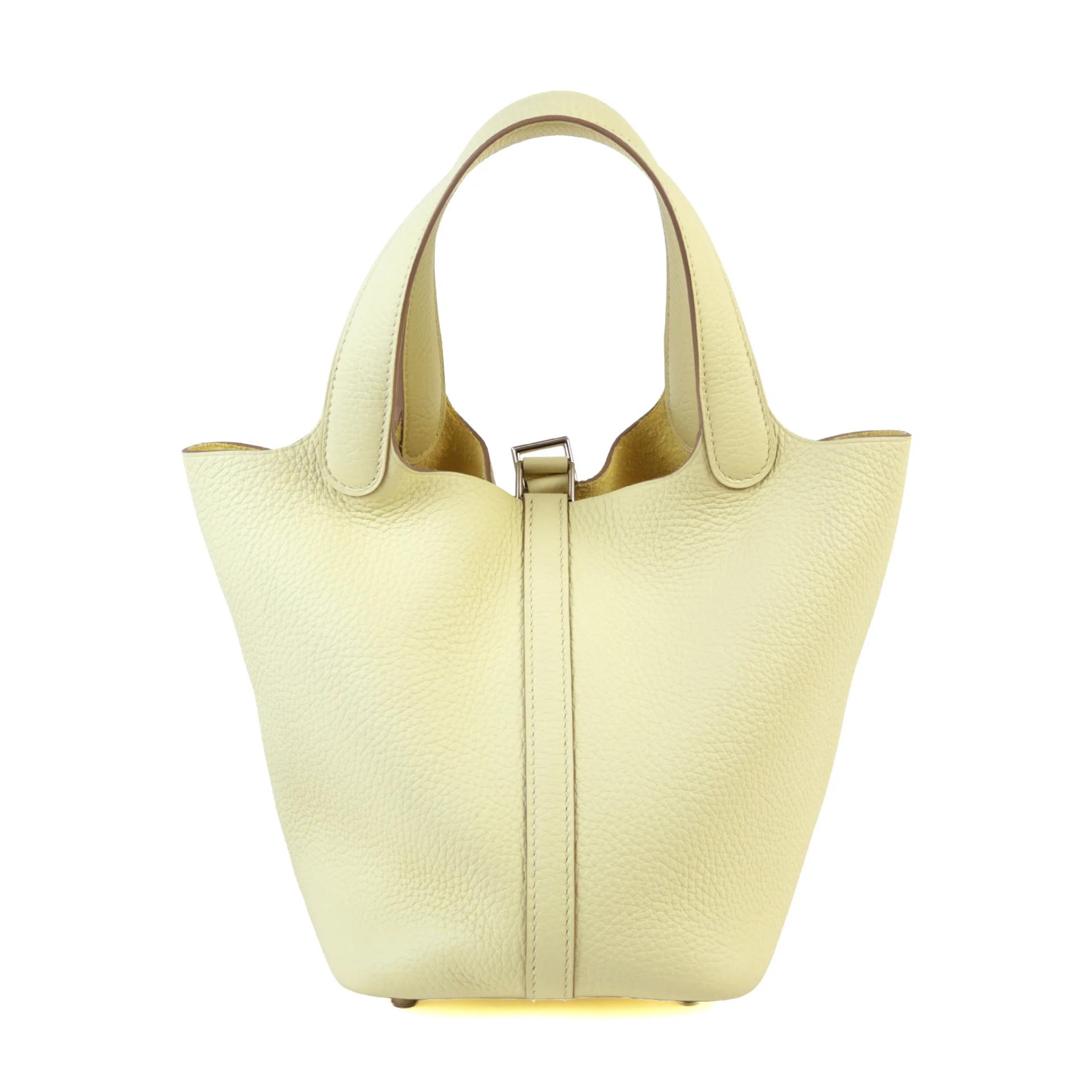 Excellent ( Rank SA ) HERMÈS Picotin Lock PM Jaune milton (i8) Clemence Palladium hardware W (2024) - 2