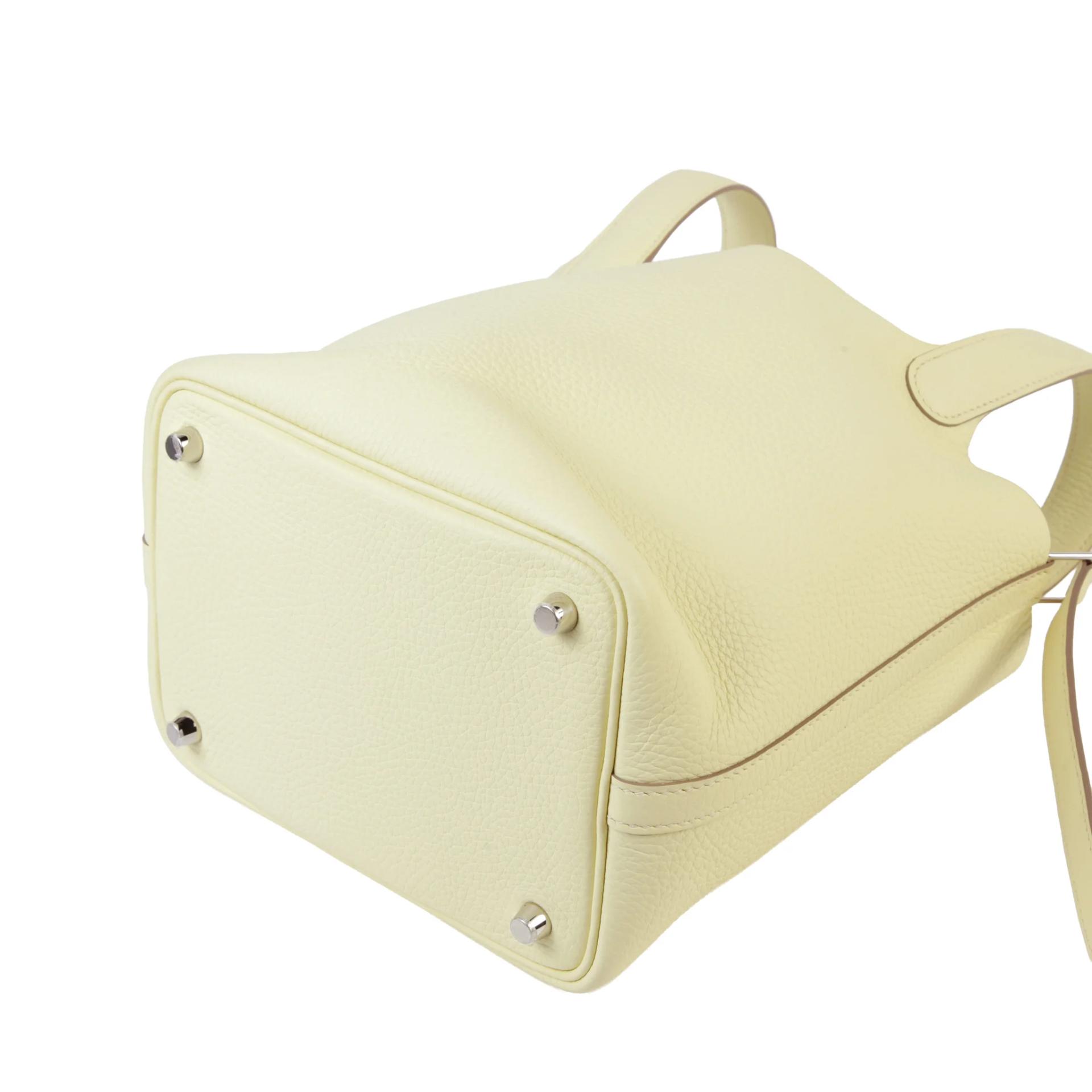 Excellent ( Rank SA ) HERMÈS Picotin Lock PM Jaune milton (i8) Clemence Palladium hardware W (2024) - 7
