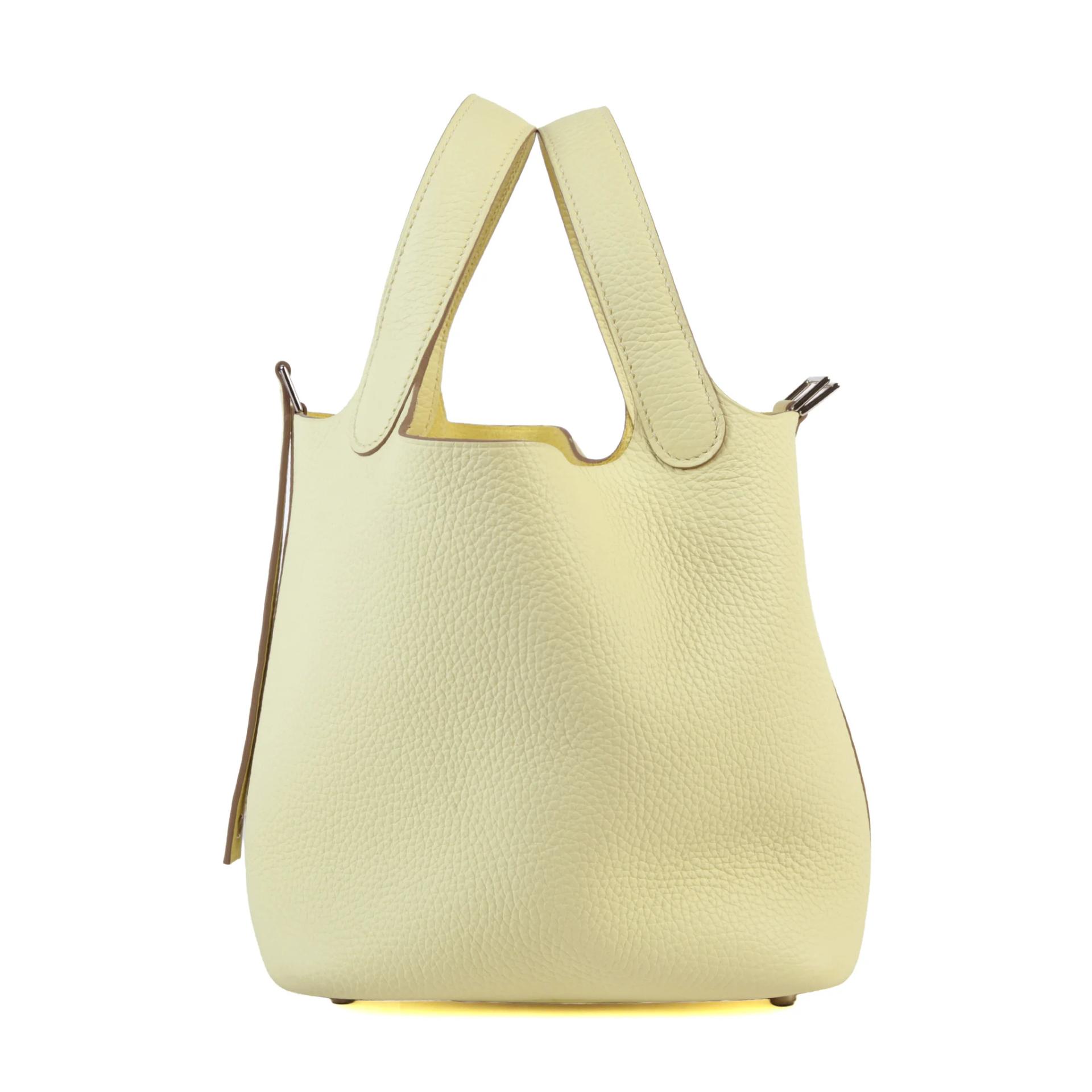 Excellent ( Rank SA ) HERMÈS Picotin Lock PM Jaune milton (i8) Clemence Palladium hardware W (2024) - 4