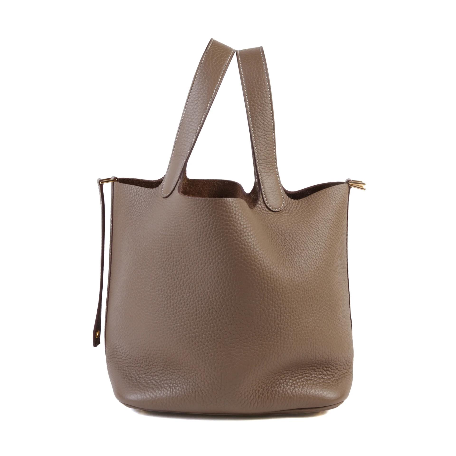 Very Good ( Rank A) HERMÈS Picotin Lock MM Etoupe (18) Clemence Gold hardware W (2024) - 4