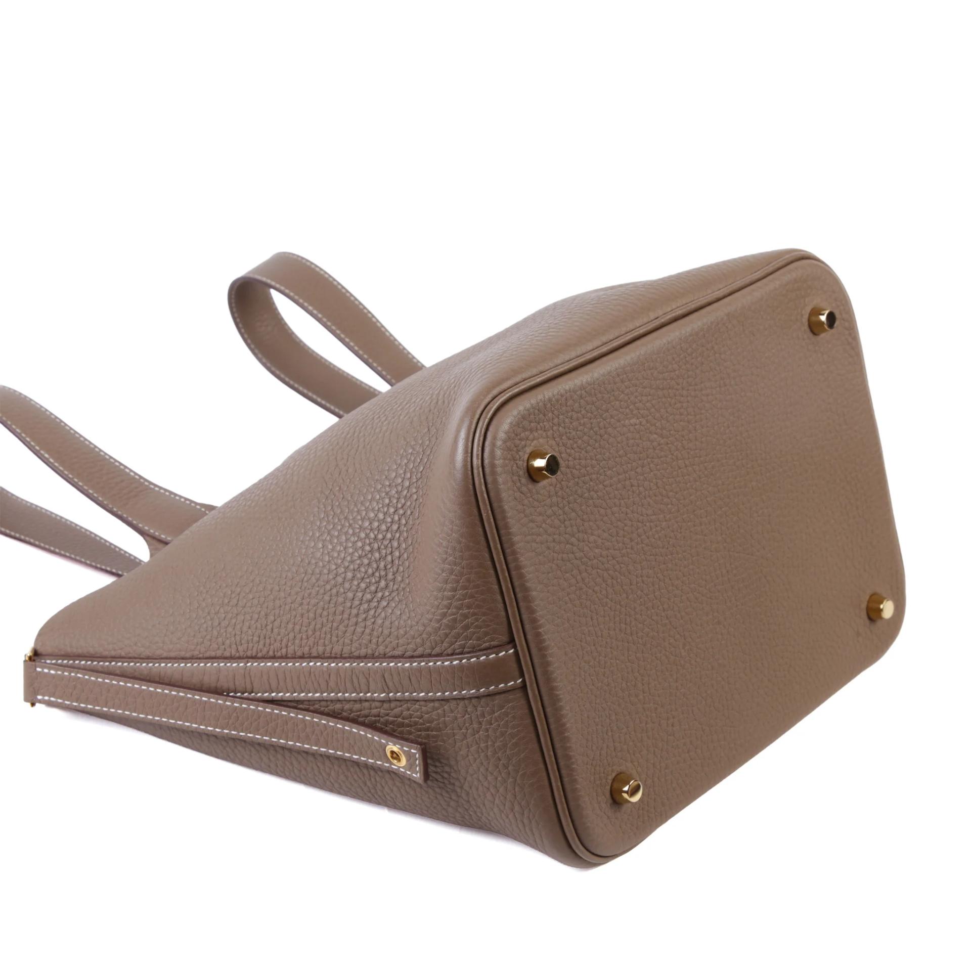 Very Good ( Rank A) HERMÈS Picotin Lock MM Etoupe (18) Clemence Gold hardware W (2024) - 8