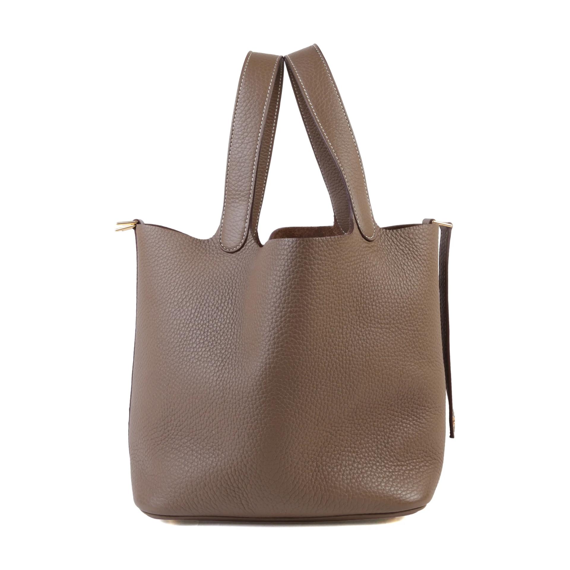 Very Good ( Rank A) HERMÈS Picotin Lock MM Etoupe (18) Clemence Gold hardware W (2024) - 5