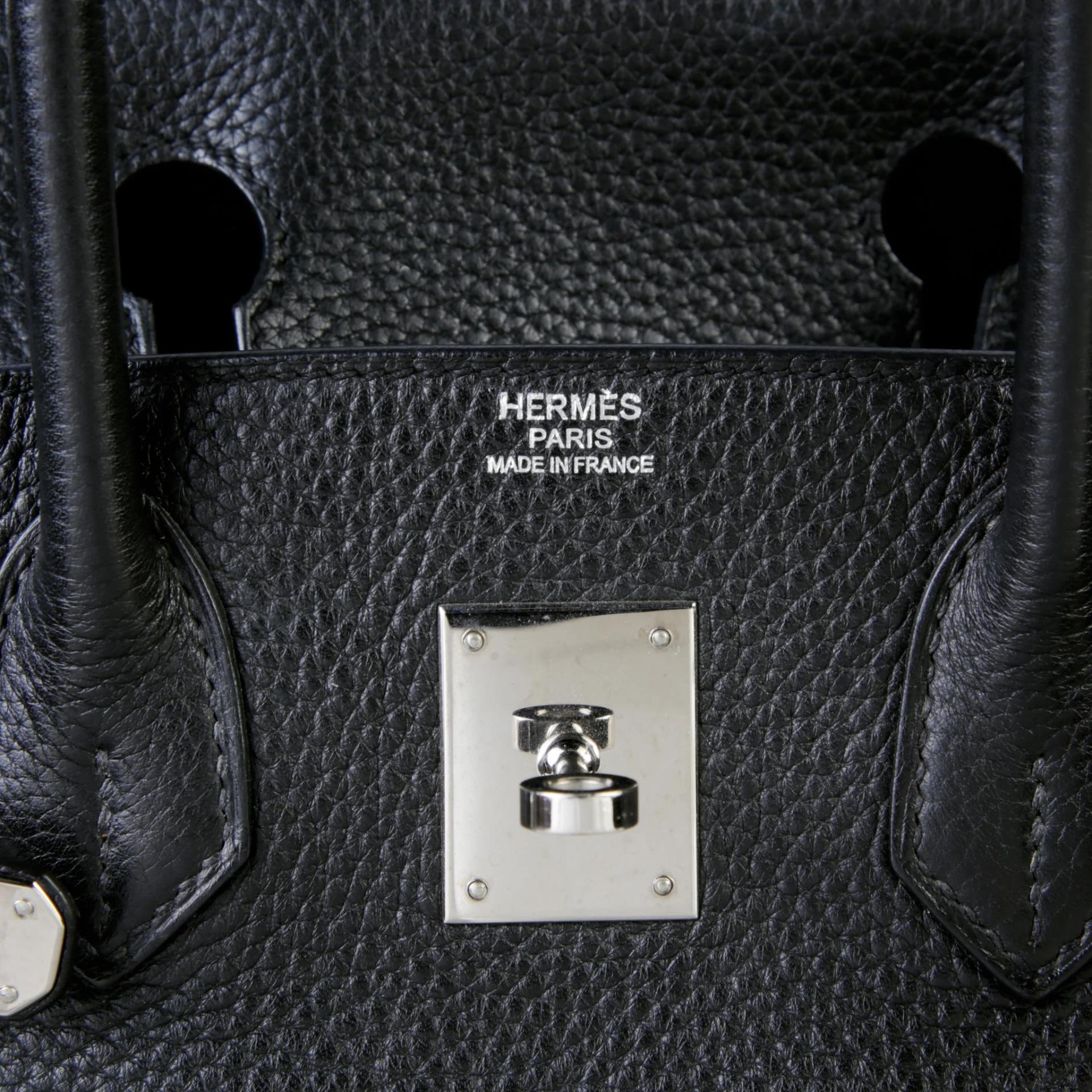 Good ( Rank AB) HERMÈS Birkin 30 Noir (89) Togo Palladium hardware Square N (2010) - 10