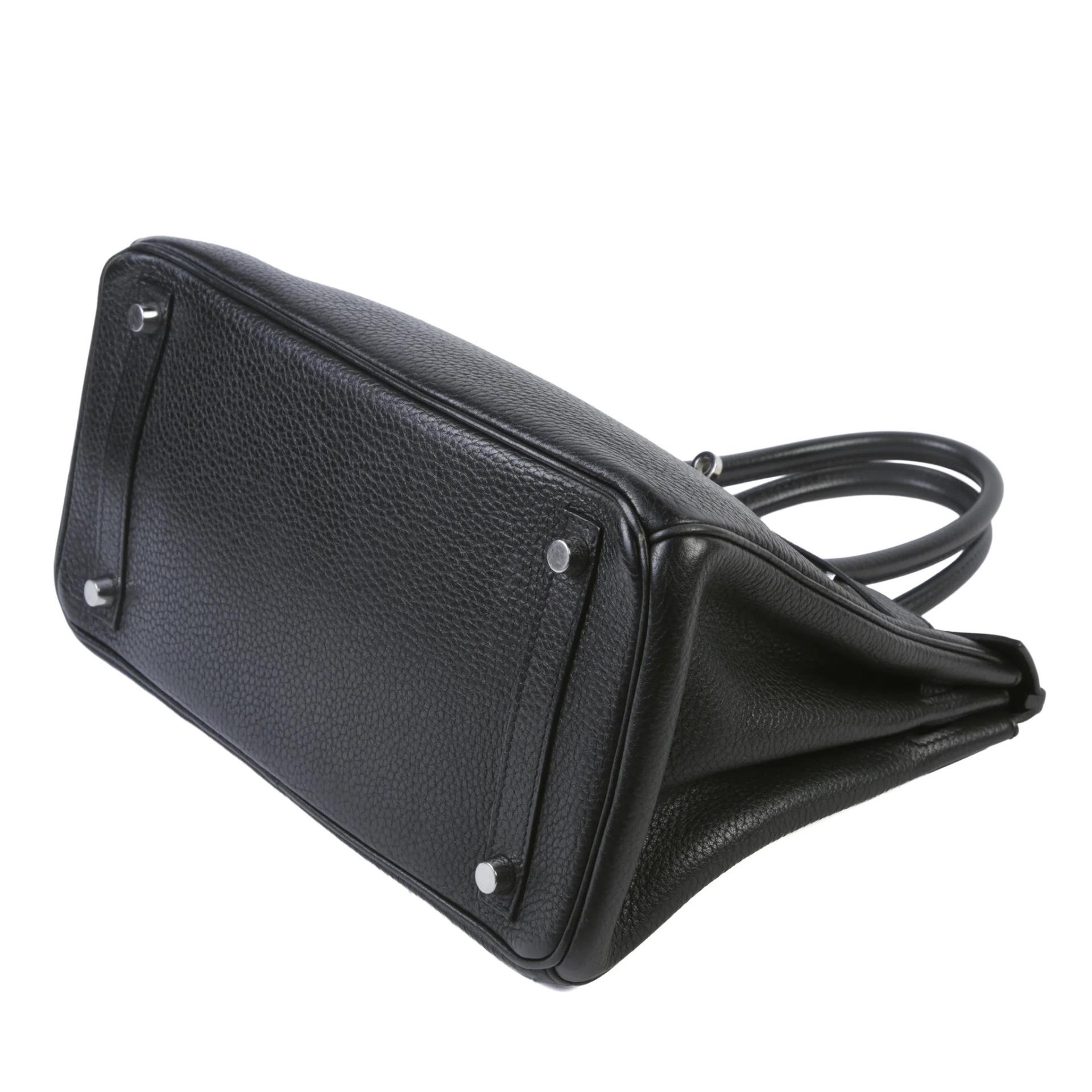 Good ( Rank AB) HERMÈS Birkin 30 Noir (89) Togo Palladium hardware Square N (2010) - 5
