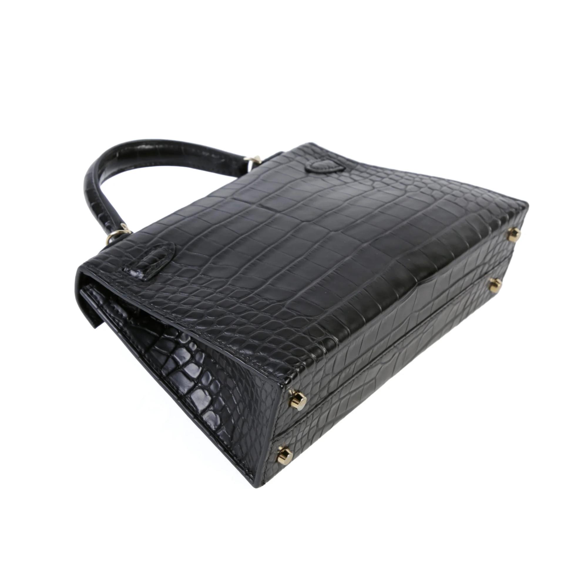 Unused ( Rank NS ) HERMÈS Mini Kelly II Noir (89) Matte Alligator Permabrass hardware G (2026) - 6