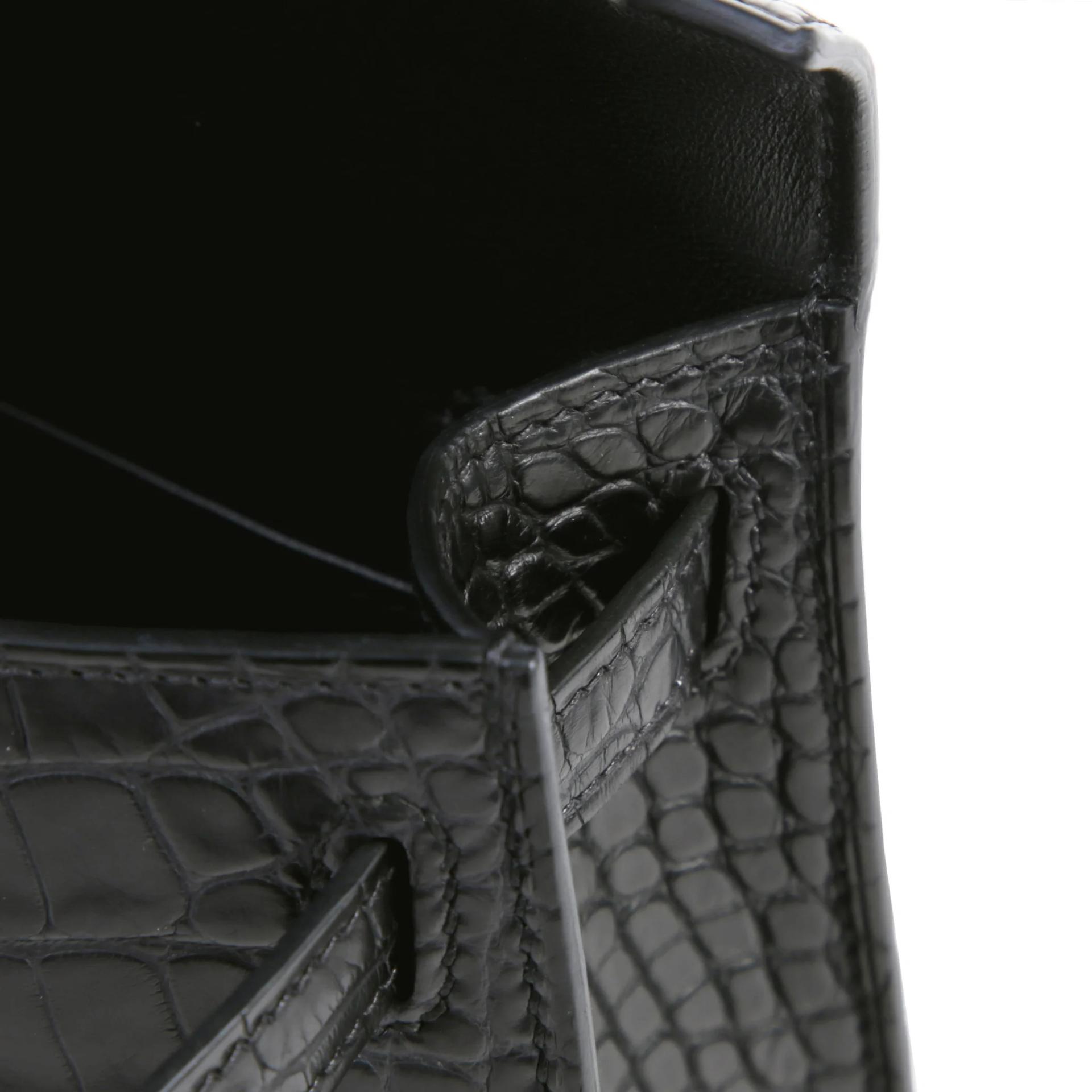 Unused ( Rank NS ) HERMÈS Mini Kelly II Noir (89) Matte Alligator Permabrass hardware G (2026) - 11