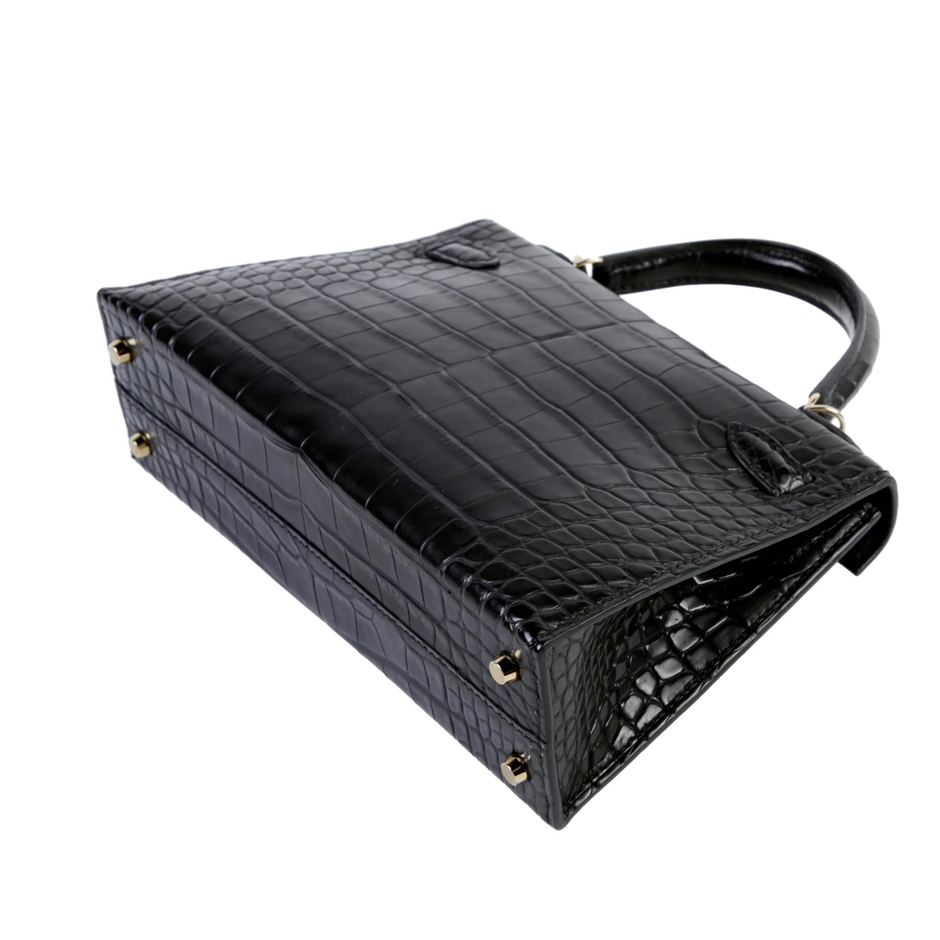 Unused ( Rank NS ) HERMÈS Mini Kelly II Noir (89) Matte Alligator Permabrass hardware G (2026) - 7