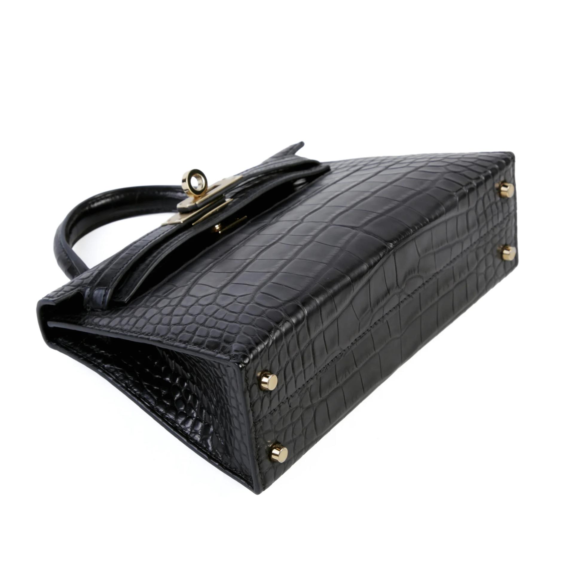 Unused ( Rank NS ) HERMÈS Mini Kelly II Noir (89) Matte Alligator Permabrass hardware G (2026) - 4