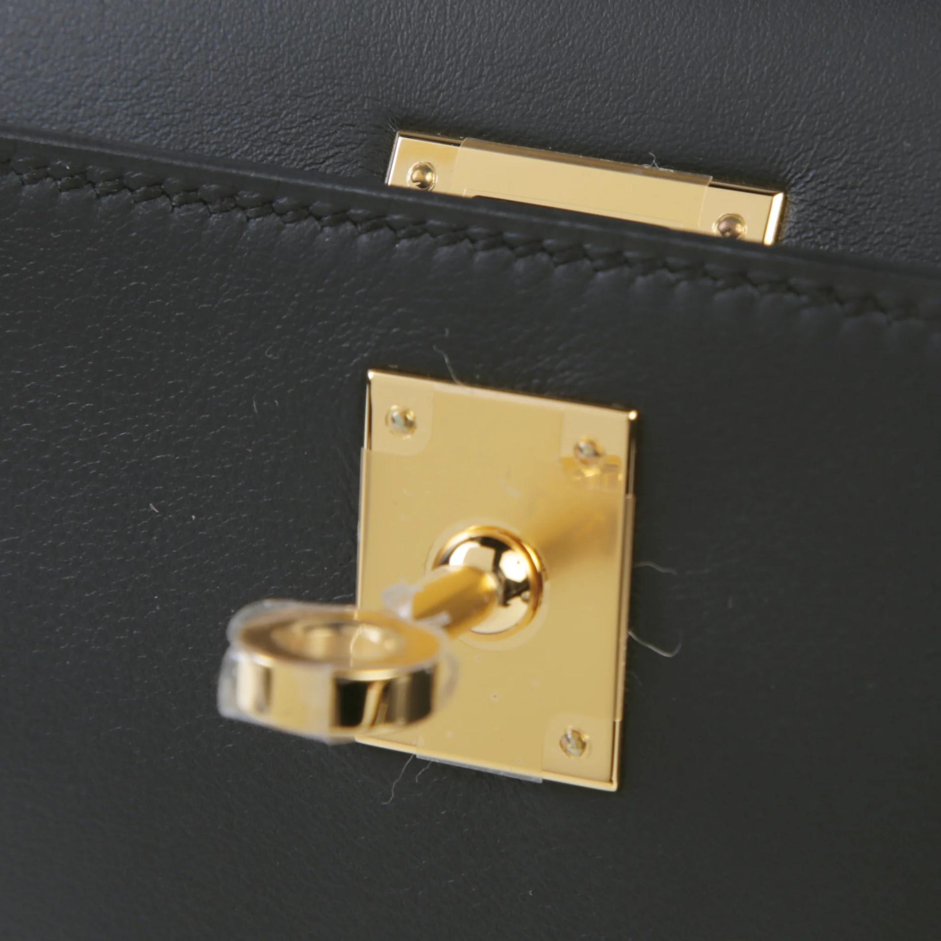 Brand New ( Rank N ) HERMÈS Kelly Pochette Noir (89) Swift Gold hardware G (2026) - 9