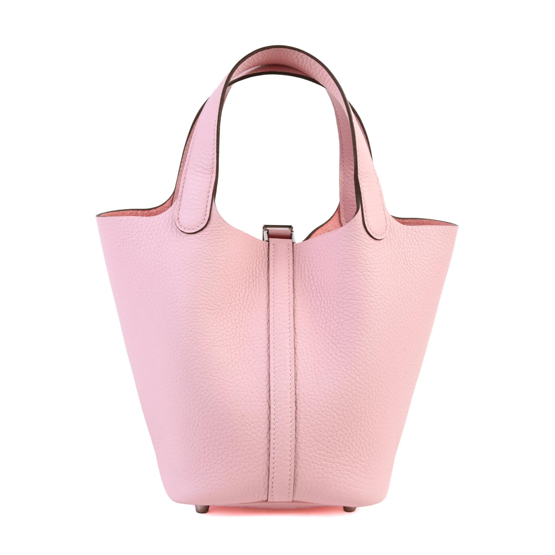 Brand New ( Rank N ) HERMÈS Picotin Lock PM Rose Sakura (3Q) Clemence Palladium hardware G (2026) - 2