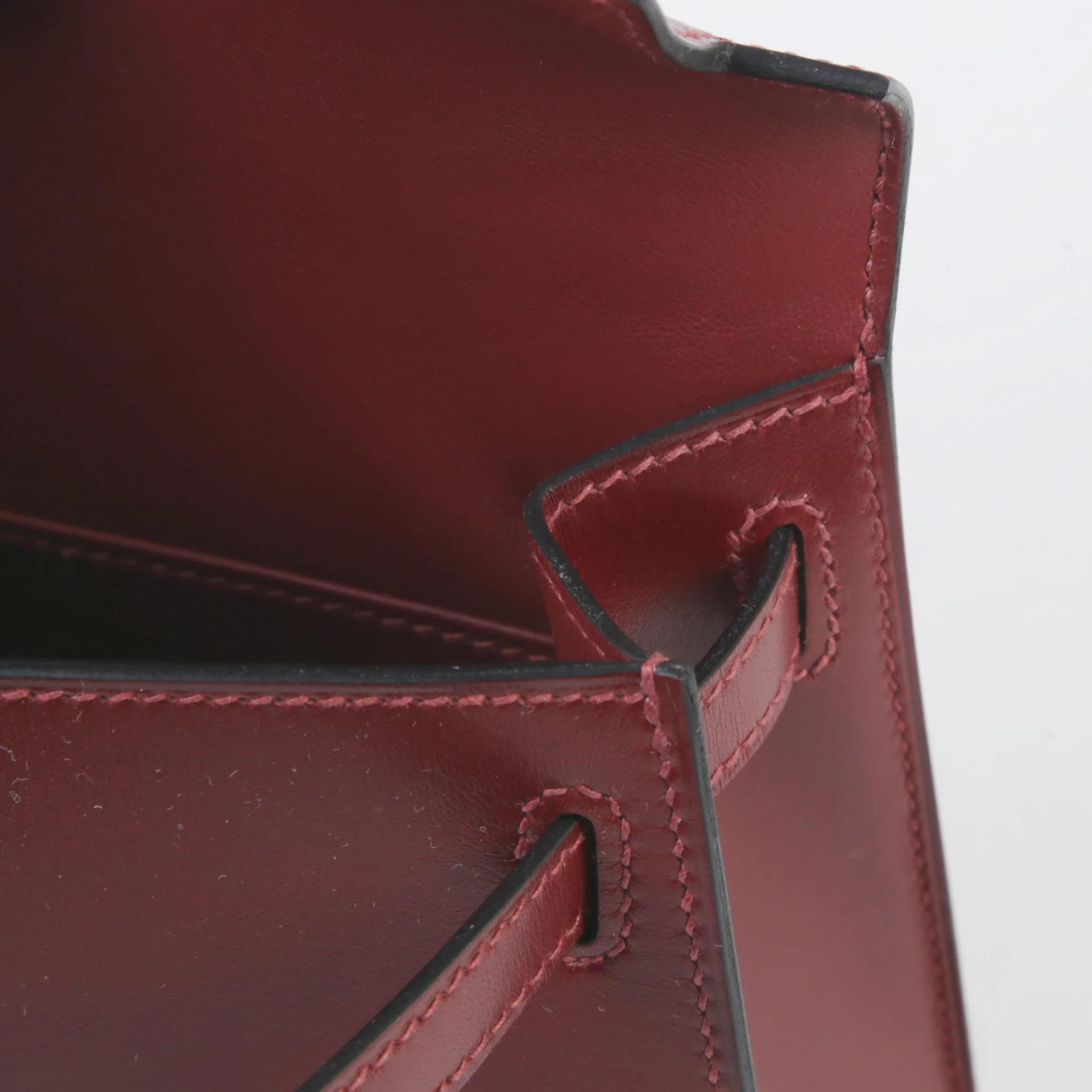 ランク N 新品 HERMÈS エルメス ミニケリー2 ルージュアッシュ (55) ボックスカーフ シルバー金具 K刻印 (2025) - 10