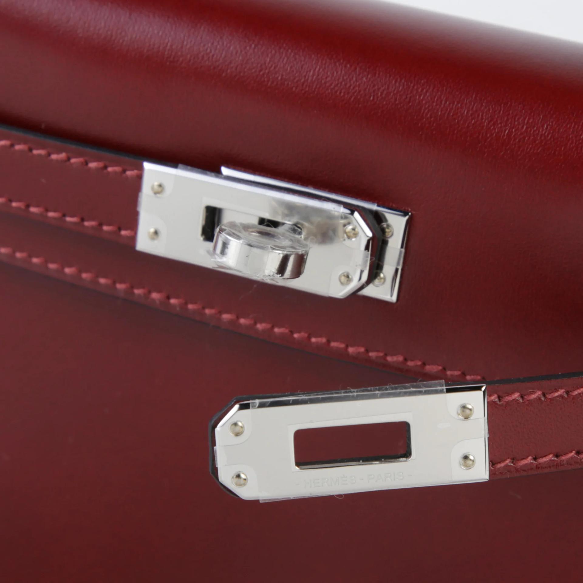 ランク N 新品 HERMÈS エルメス ミニケリー2 ルージュアッシュ (55) ボックスカーフ シルバー金具 K刻印 (2025) - 8