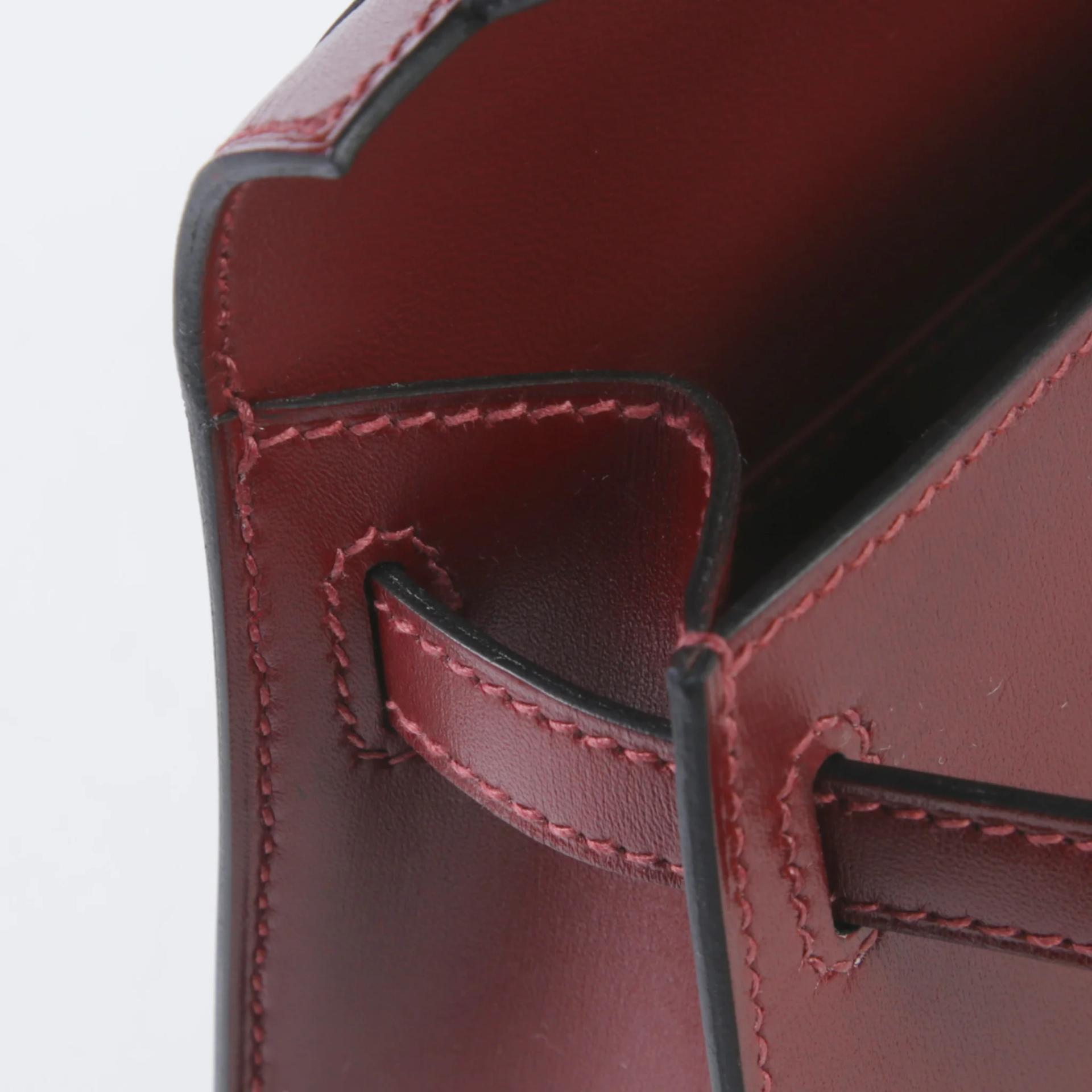 ランク N 新品 HERMÈS エルメス ミニケリー2 ルージュアッシュ (55) ボックスカーフ シルバー金具 K刻印 (2025) - 11