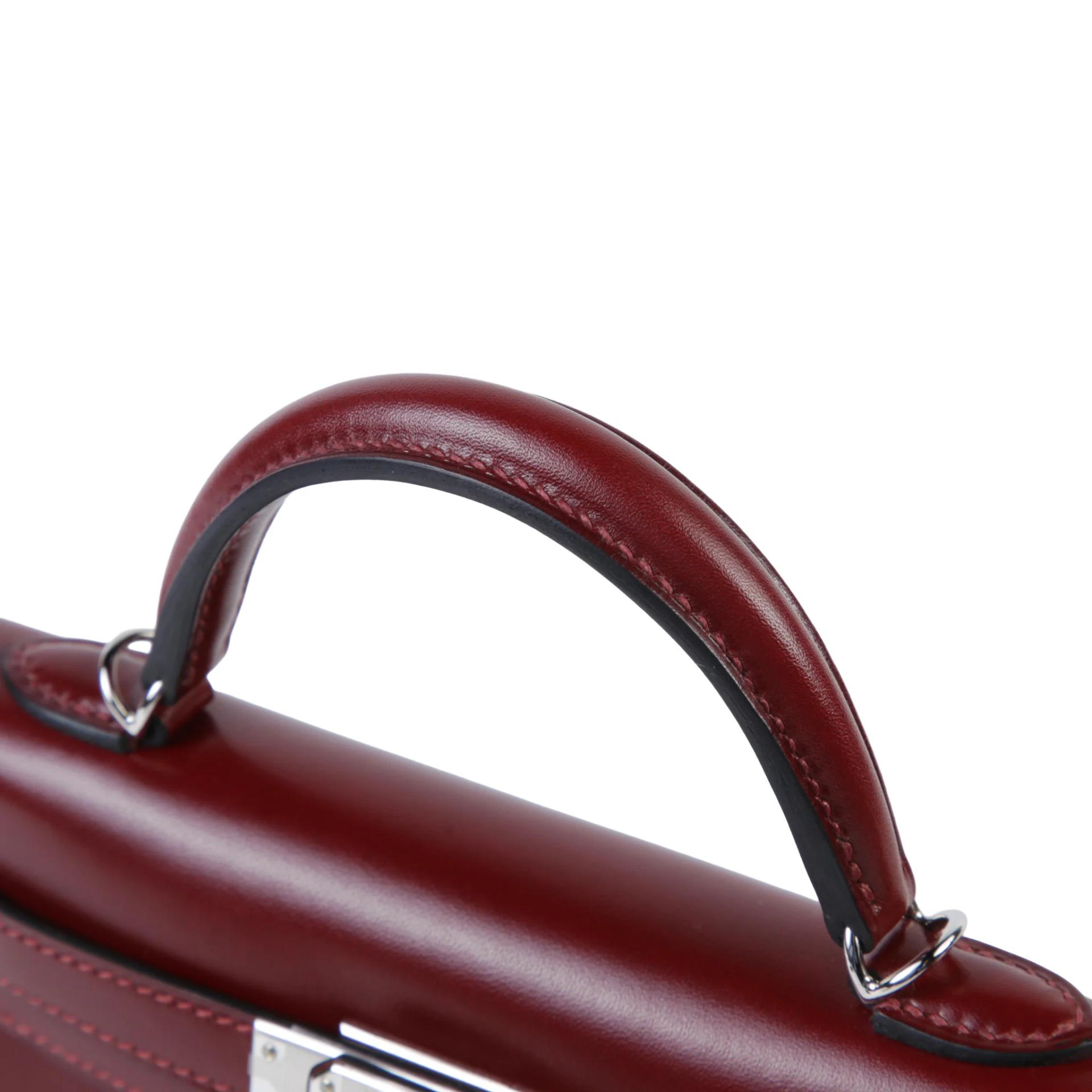 ランク N 新品 HERMÈS エルメス ミニケリー2 ルージュアッシュ (55) ボックスカーフ シルバー金具 K刻印 (2025) - 3