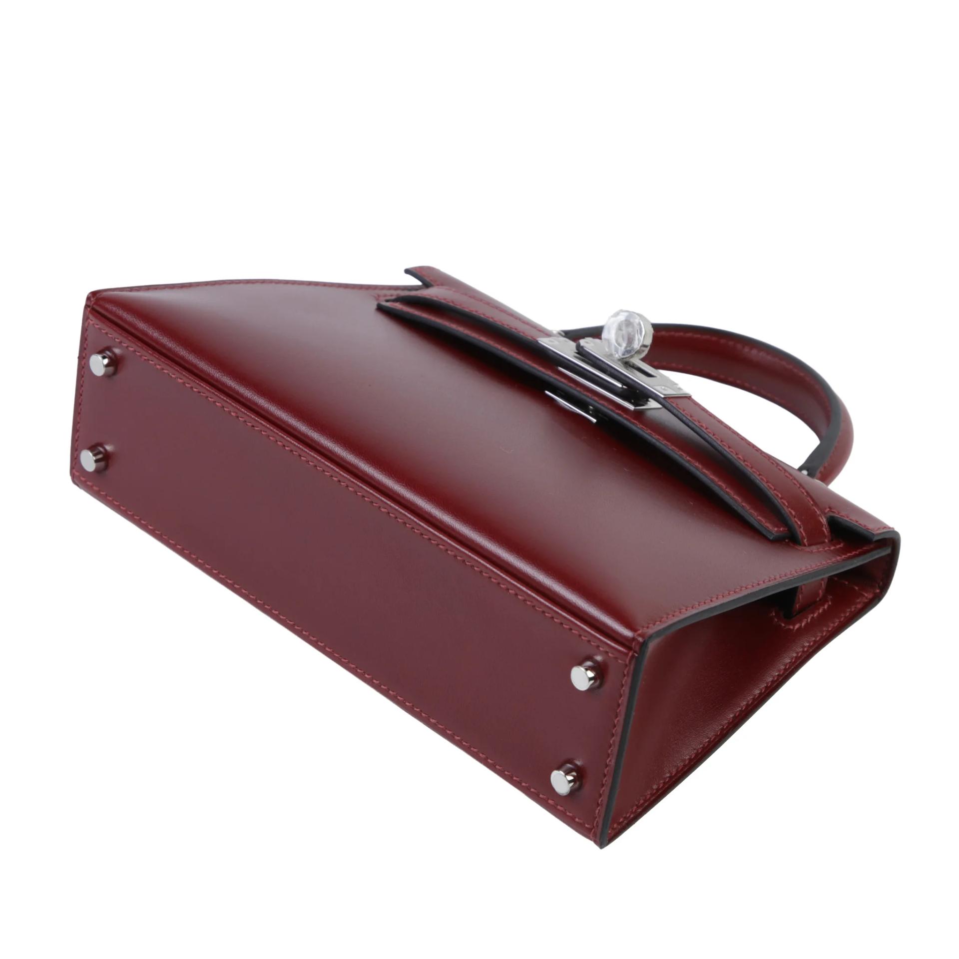 ランク N 新品 HERMÈS エルメス ミニケリー2 ルージュアッシュ (55) ボックスカーフ シルバー金具 K刻印 (2025) - 5